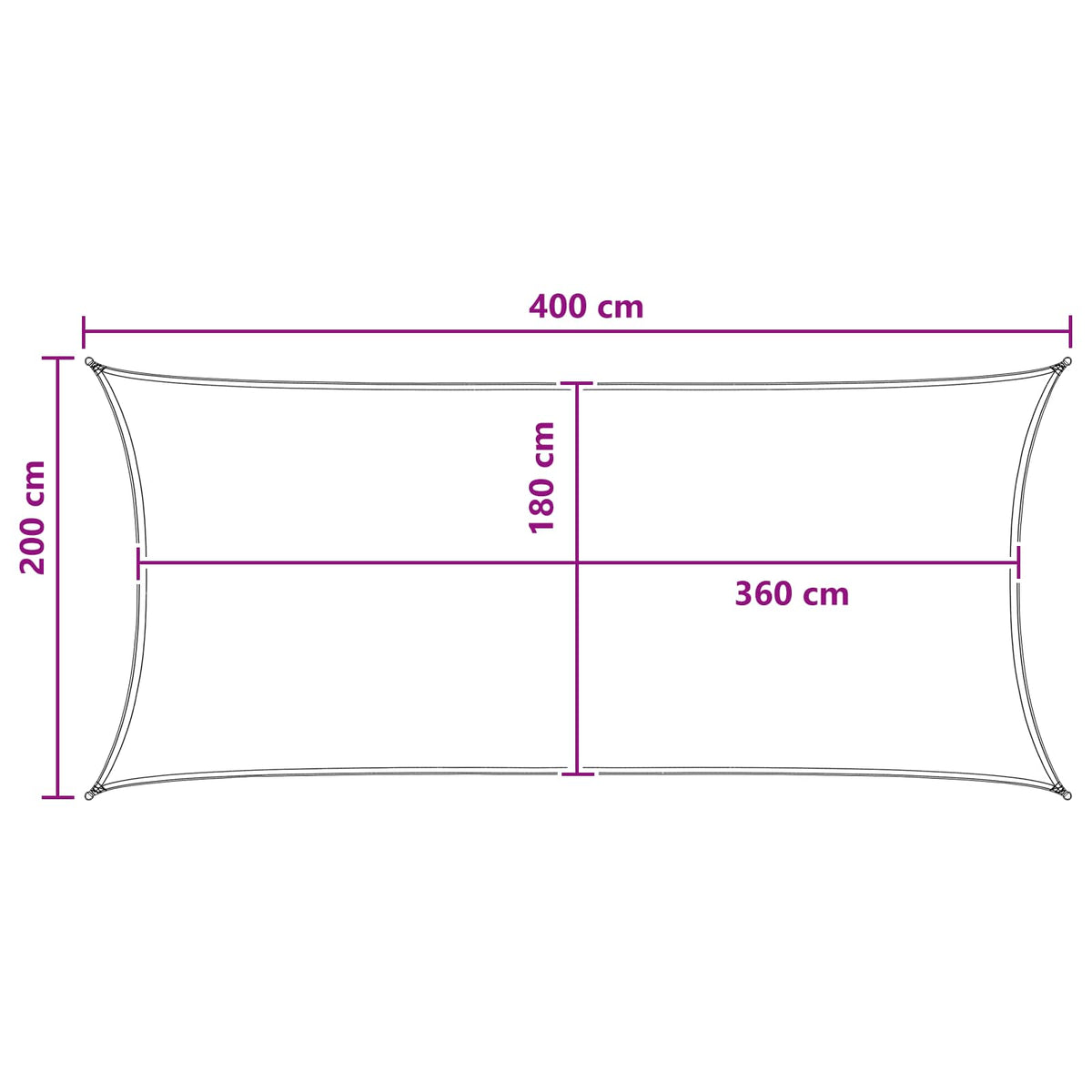 Solsejl 2 x 4 m HDPE Rektangulær Blå og Hvid