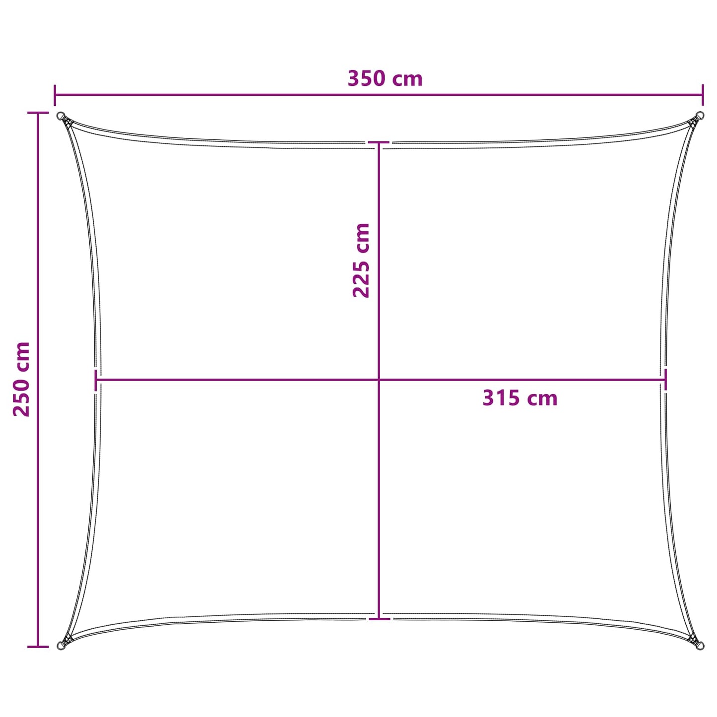 Solsejl 2,5 x 3,5 m HDPE Rektangulær Blå og Hvid