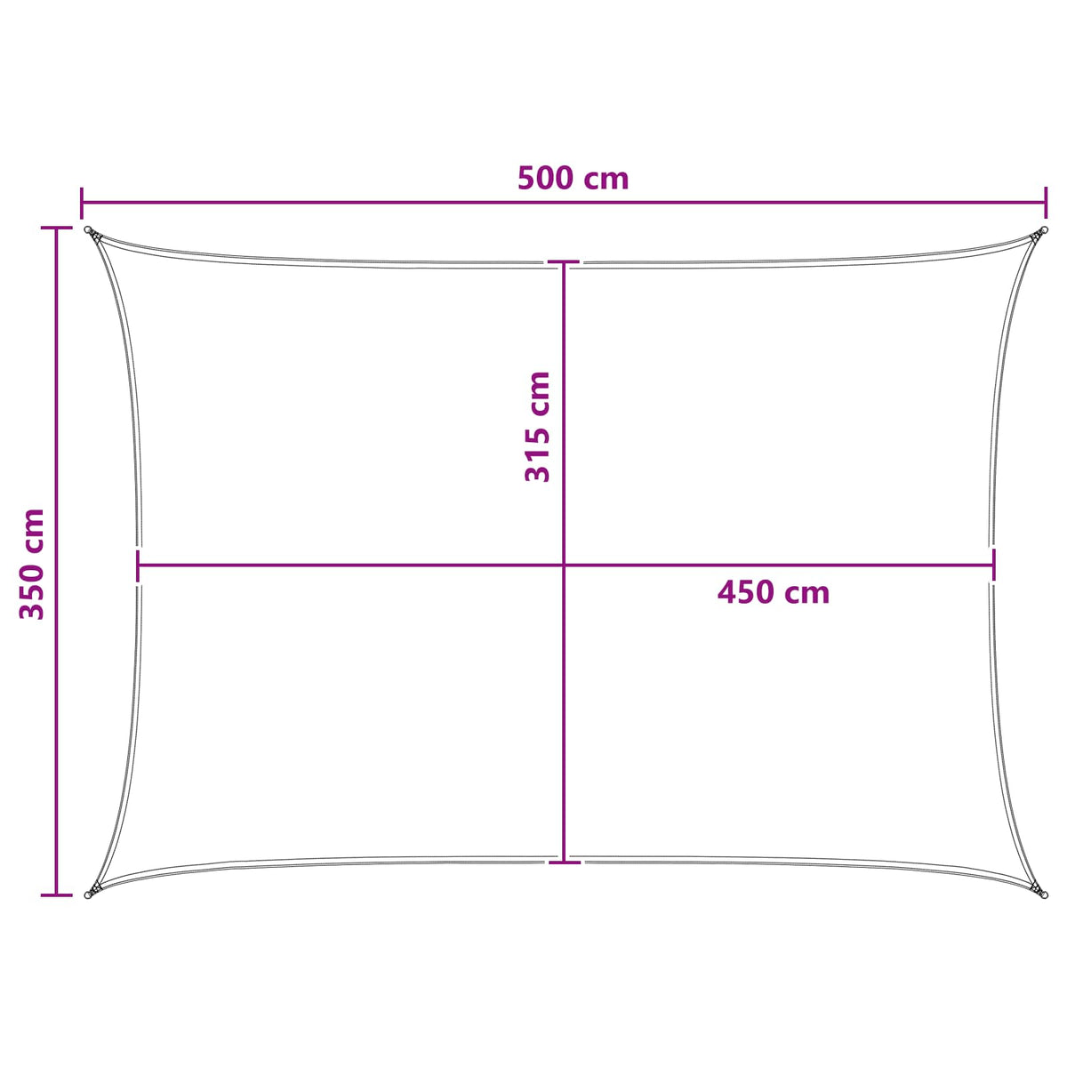 Solsejl 3,5 x 5 m HDPE Rektangulær Blå og Hvid