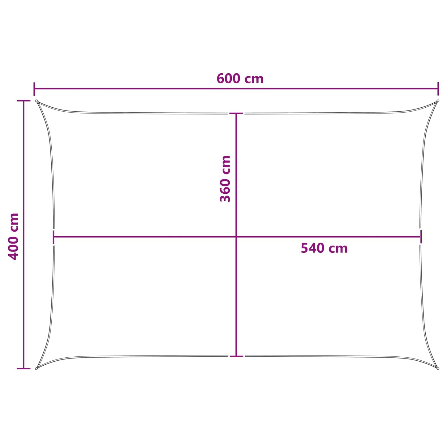 Solsejl 4 x 6 m HDPE Rektangulær Blå og Hvid