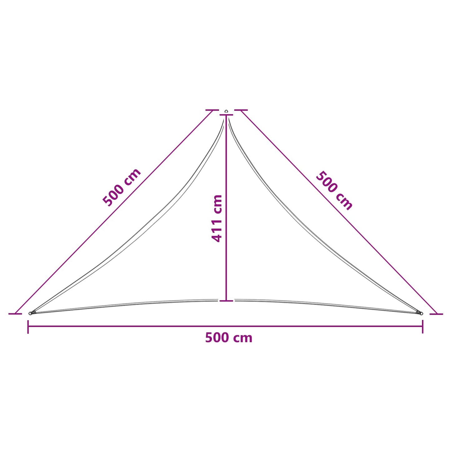 Solsejl 5 x 5 x 5 m HDPE Trekantet Blå og Hvid