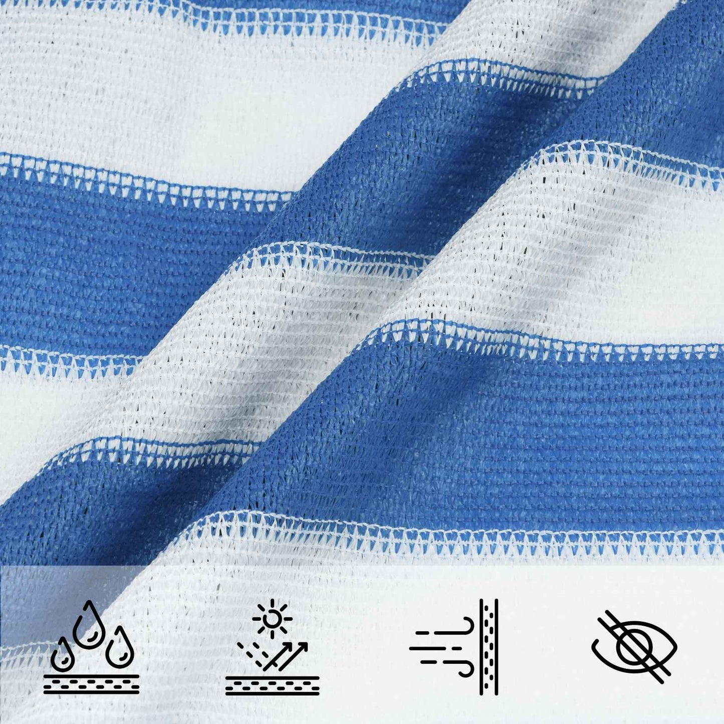 Solsejl 5 x 5 x 6 m HDPE Trekantet Blå og Hvid
