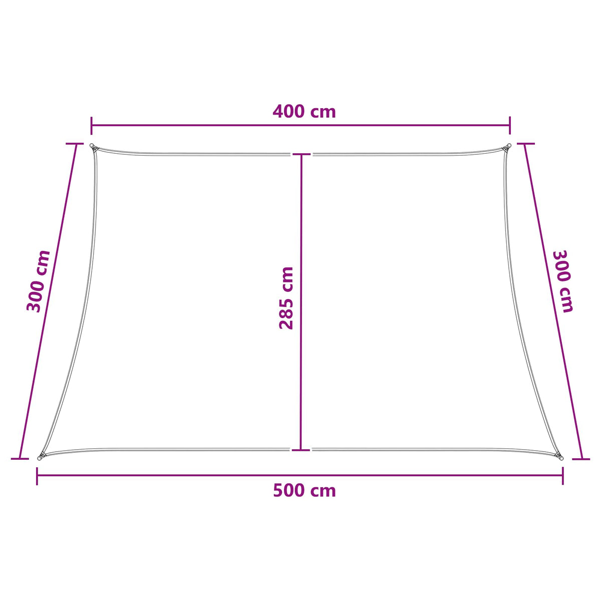 Solsejl 4 / 5 x 3 m HDPE Rektangulær Blå og Hvid