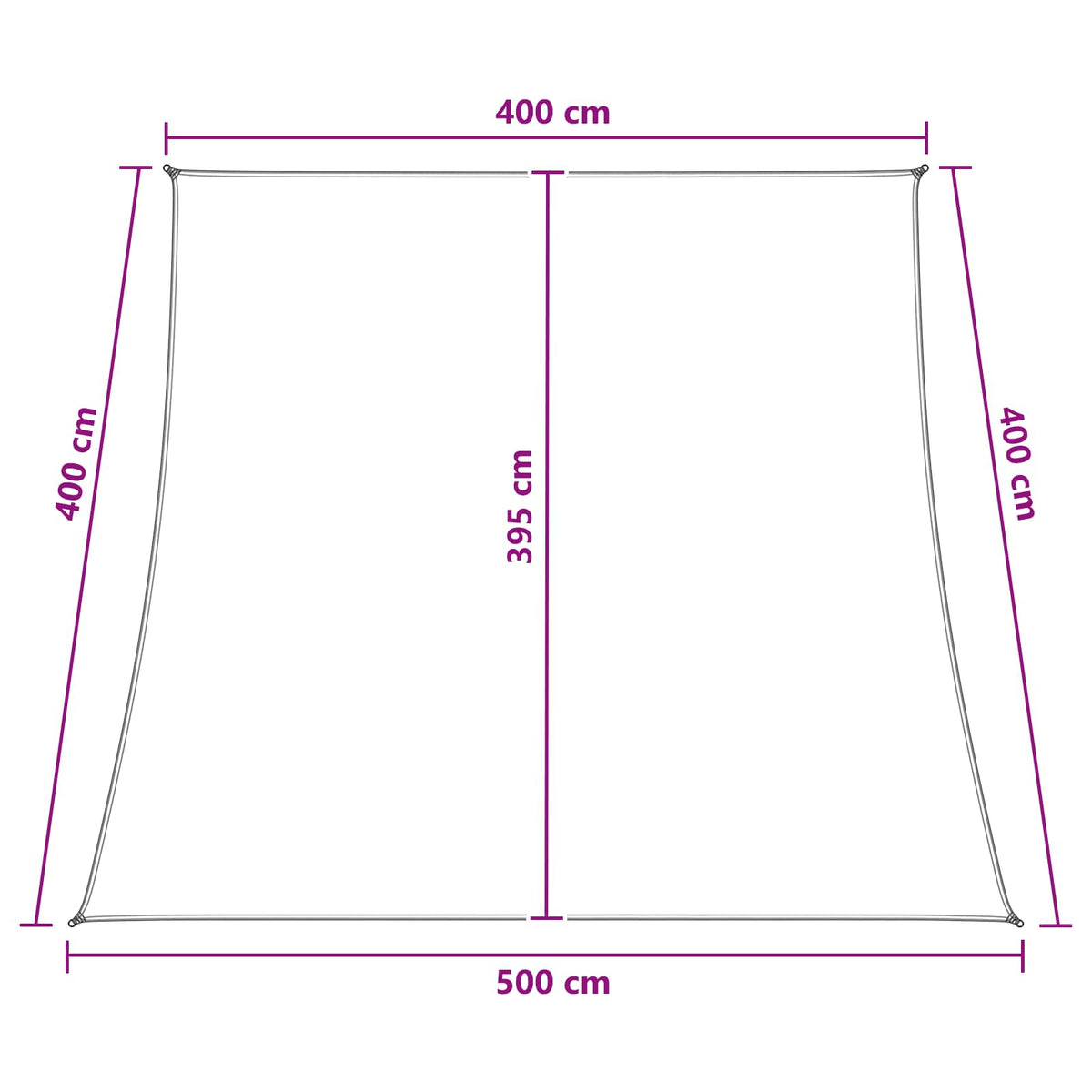 Solsejl 4 / 5 x 4 m HDPE Rektangulær Blå og Hvid
