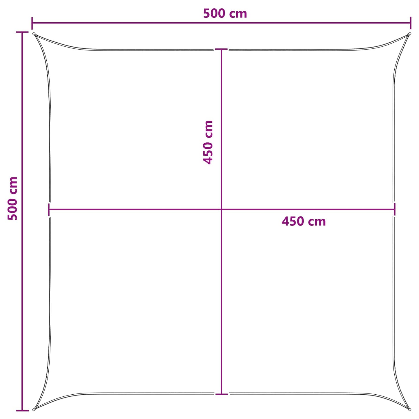 Solsejl Lys Grå og Hvid 5 x 5 m HDPE