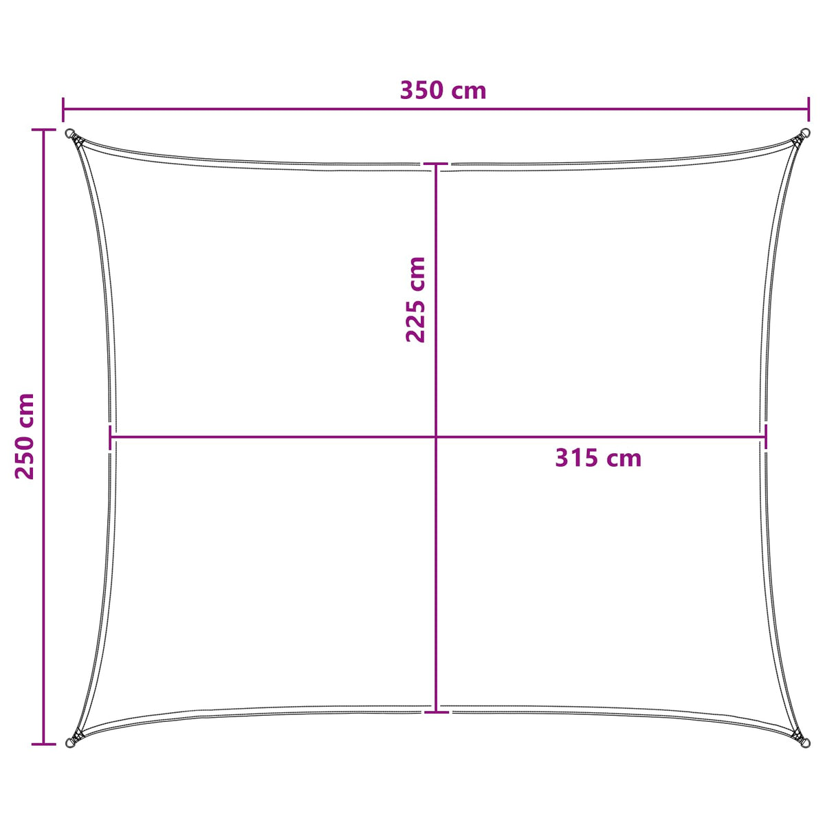 Solsejl 2,5 x 3,5 m HDPE Rektangulær Lys Grå og Hvid