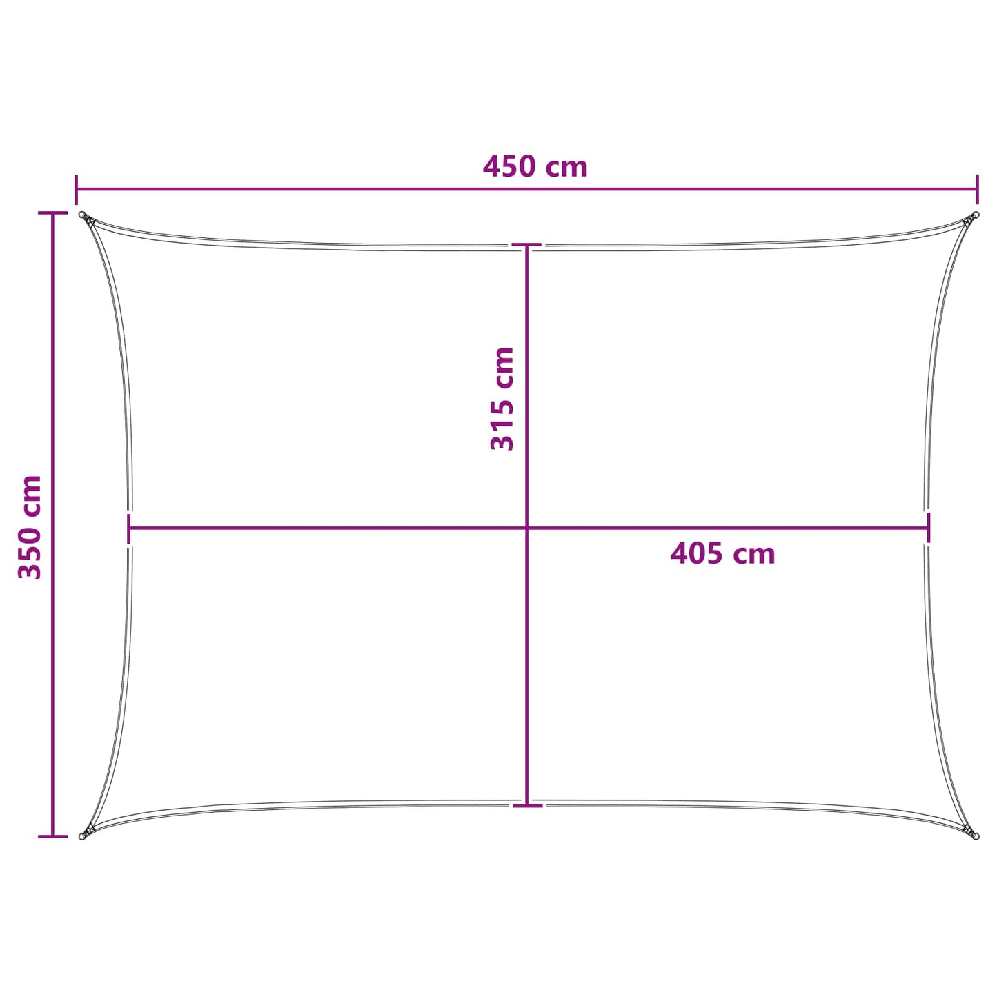 Solsejl 3,5 x 4,5 m HDPE Rektangulær Lys Grå og Hvid