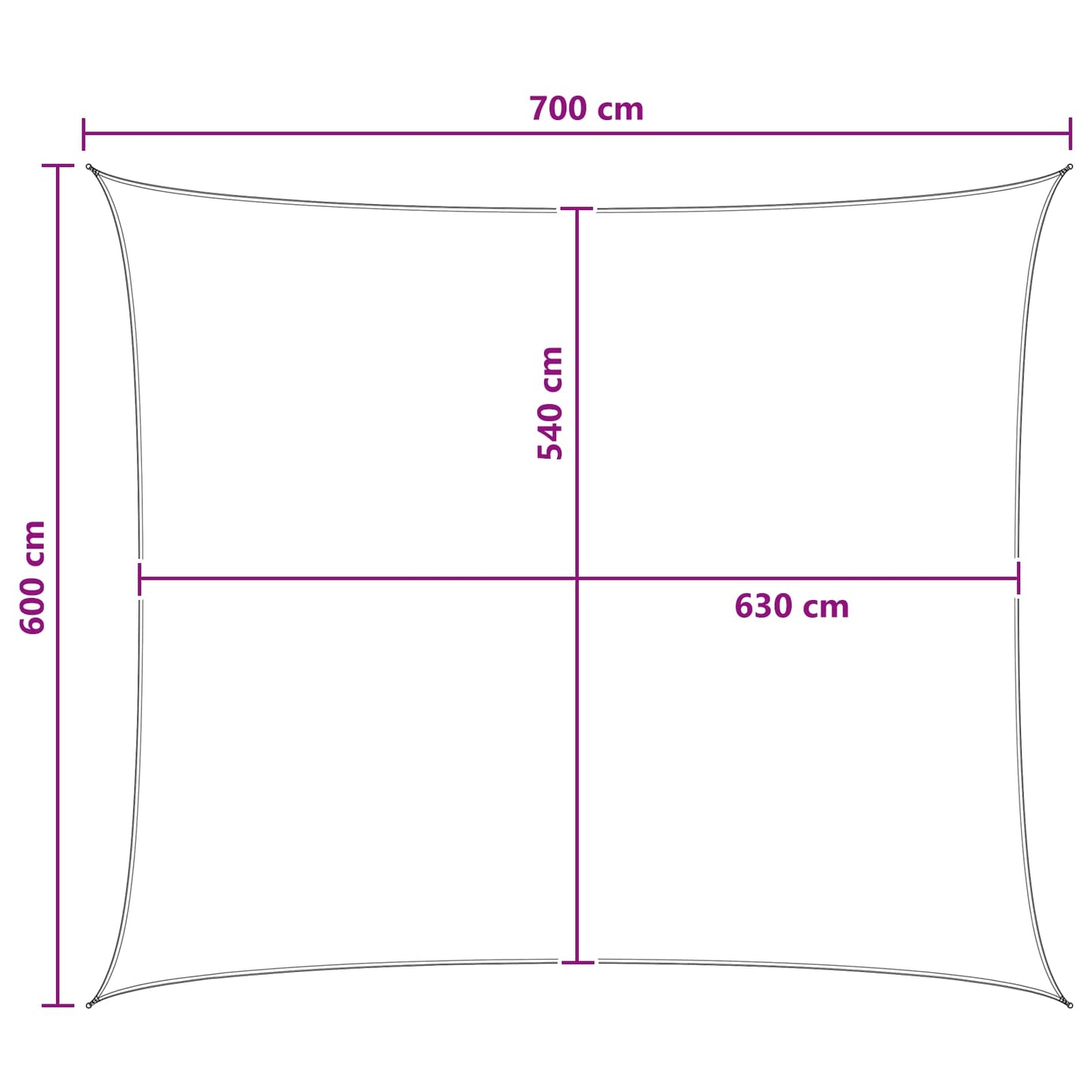 Solsejl 6 x 7 m HDPE Rektangulær Lys Grå og Hvid