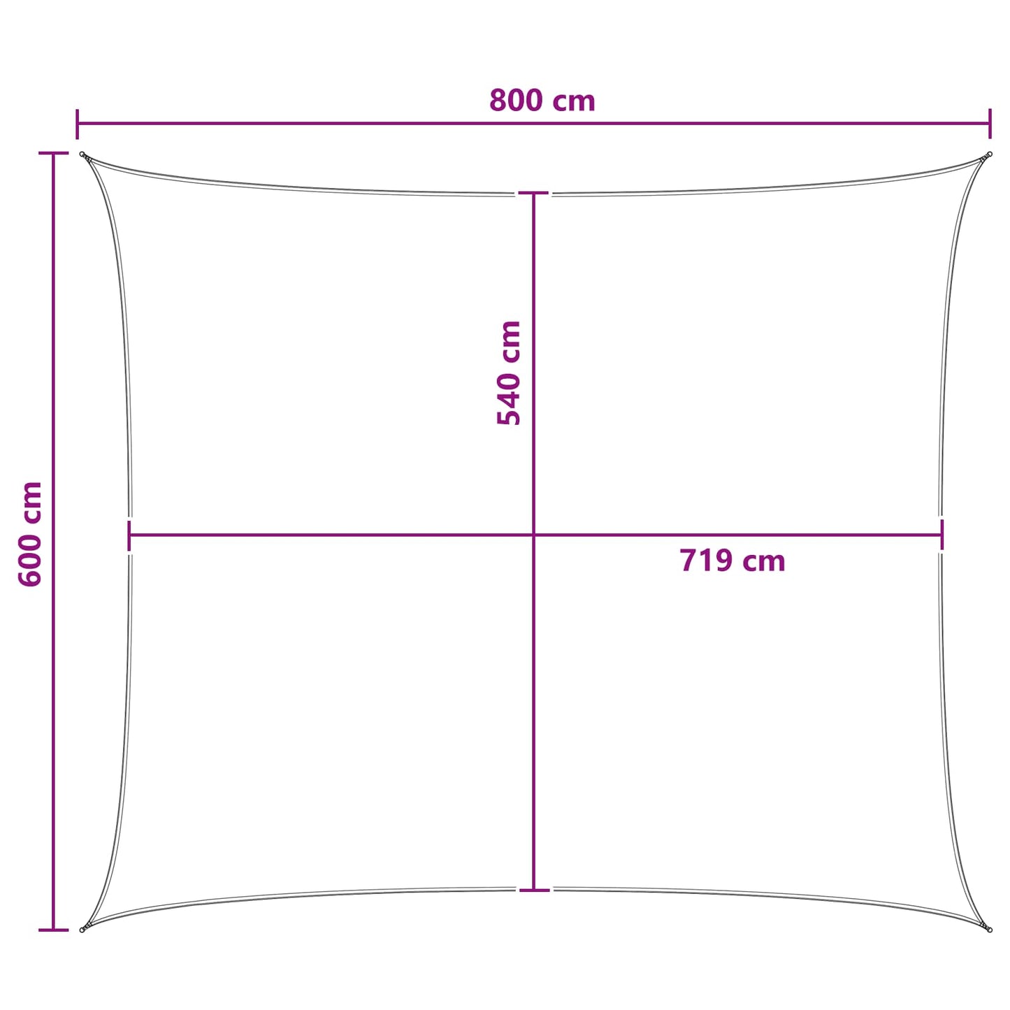 Solsejl 6 x 8 m HDPE Rektangulær Lys Grå og Hvid