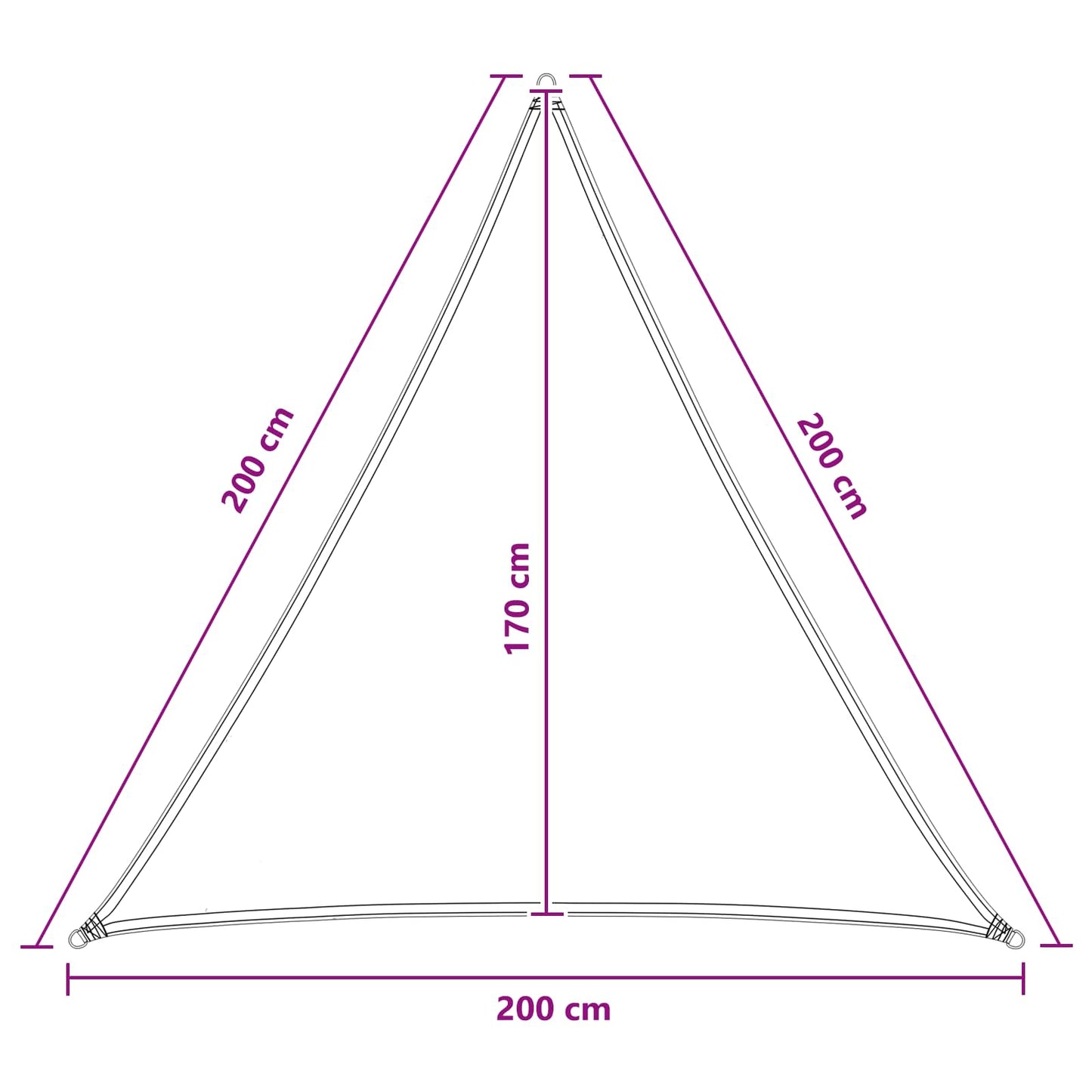 Solsejl 2 x 2 x 2 m HDPE Trekantet Lys Grå og Hvid