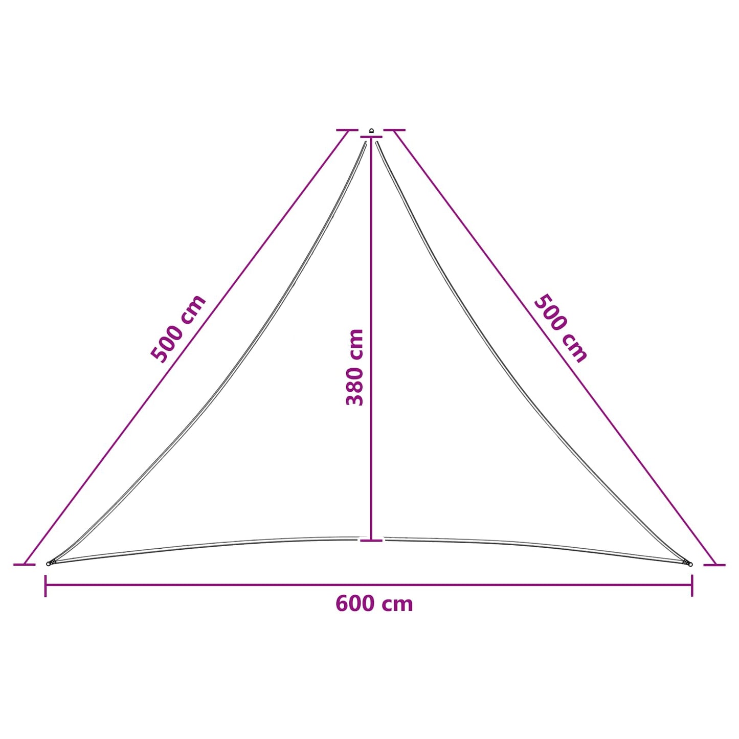 Solsejl 5 x 5 x 6 m HDPE Trekantet Lys Grå og Hvid
