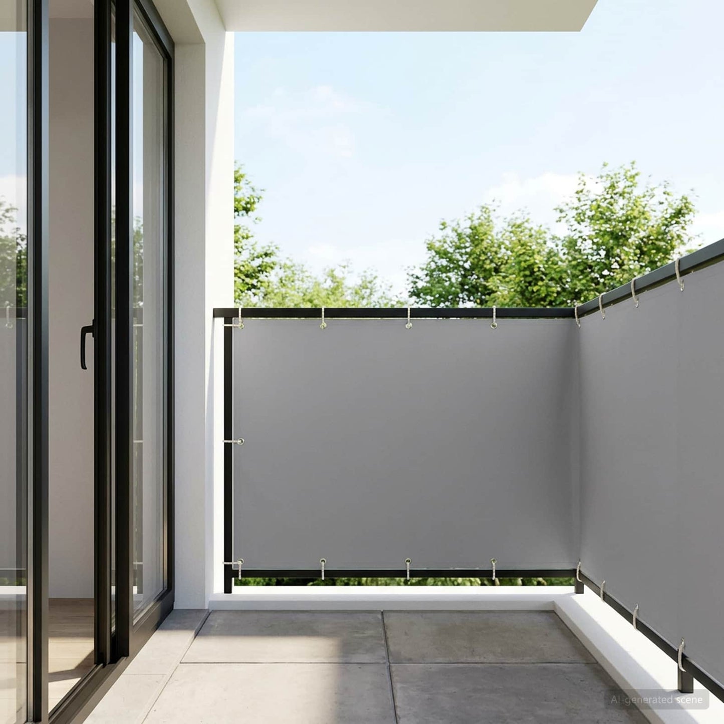 Balkon Afskærmning 150 x 1000 cm Stof med PU-belægning Lysegrå