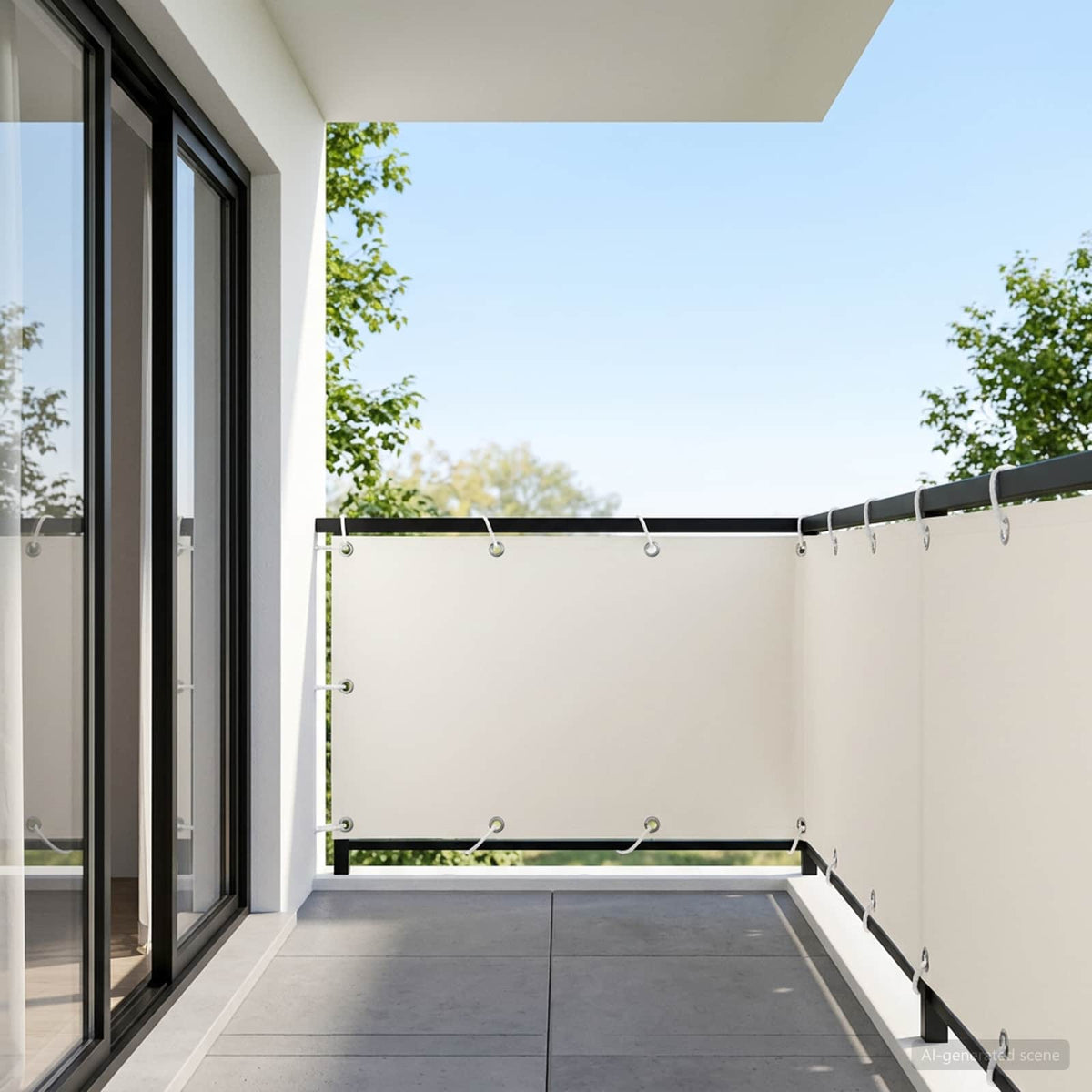 Balkon Afskærmning 150 x 300 cm Stof med PU-belægning Hvid