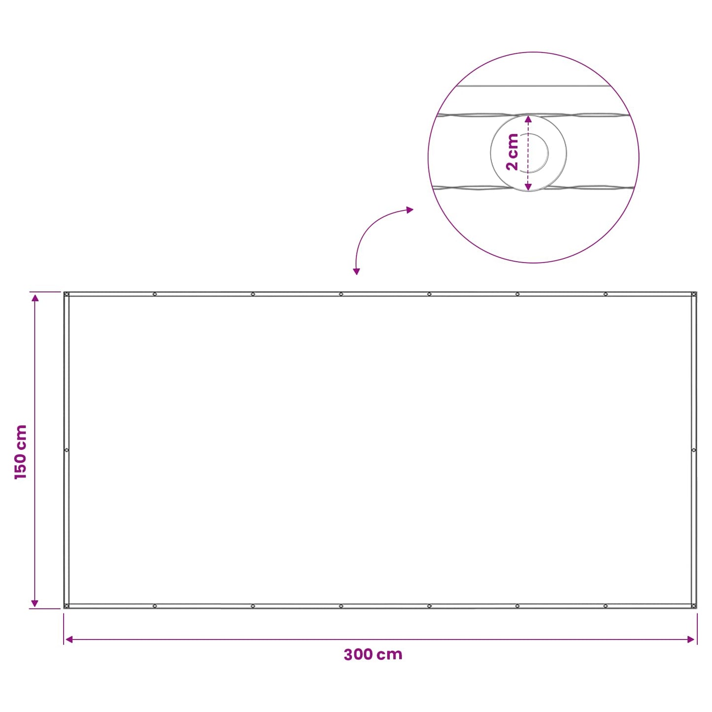 Balkon Afskærmning 150 x 300 cm Stof med PU-belægning Hvid