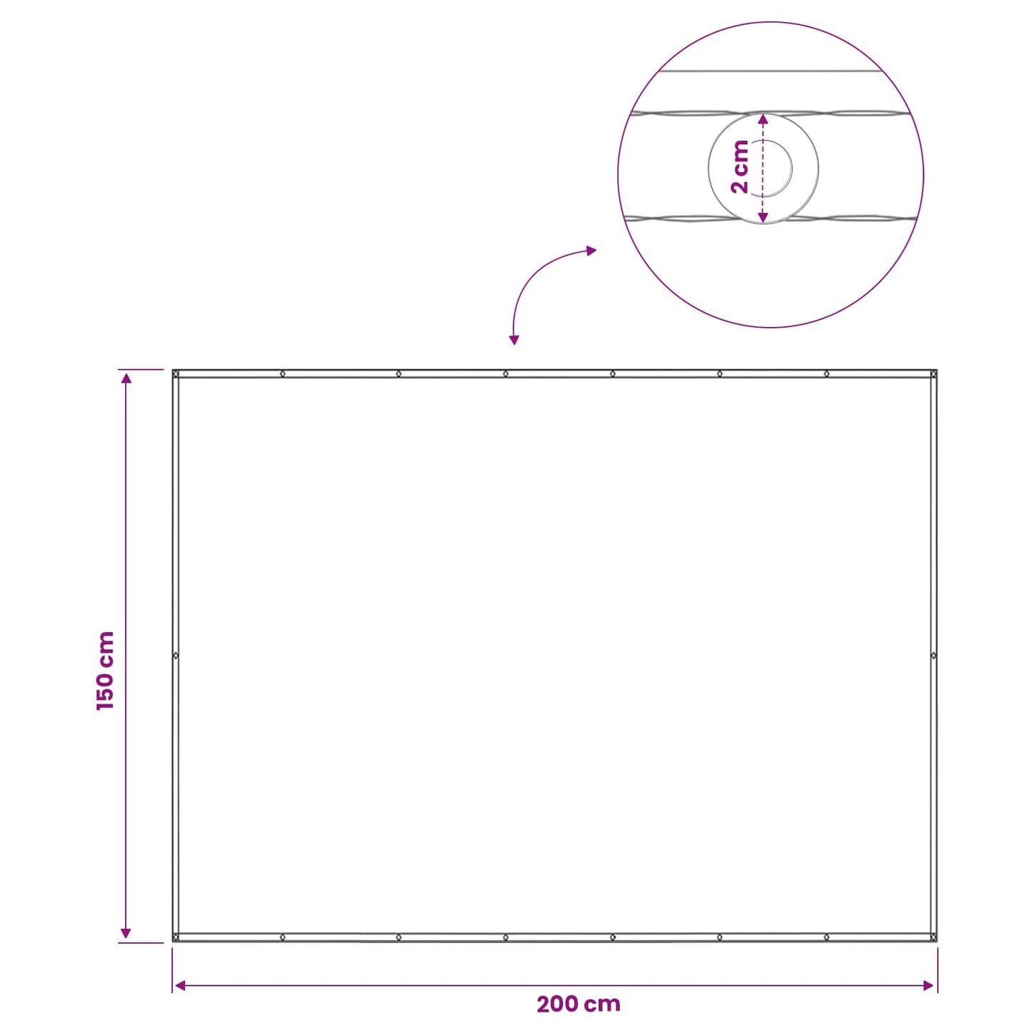 Balkon Afskærmning 150 x 200 cm Stof med PU-belægning