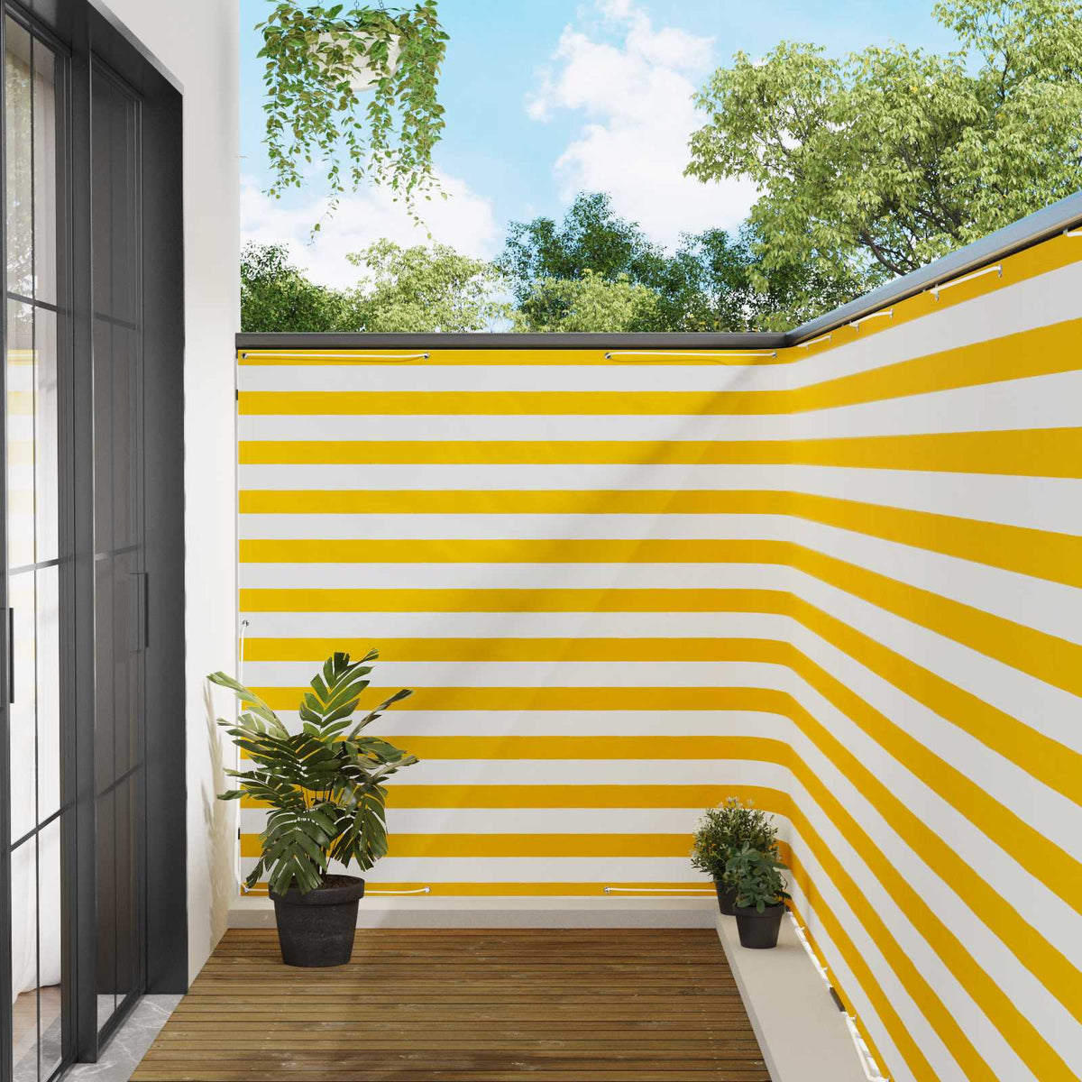 Balkon Afskærmning 150 x 400 cm Stof med PU-belægning