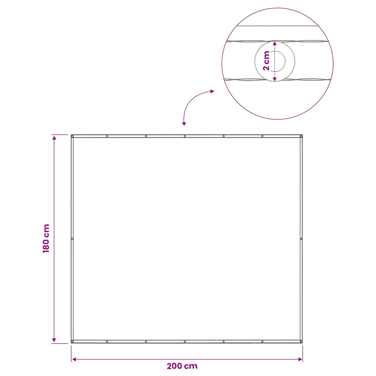 Balkon Afskærmning 180 x 200 cm Stof med PU-belægning
