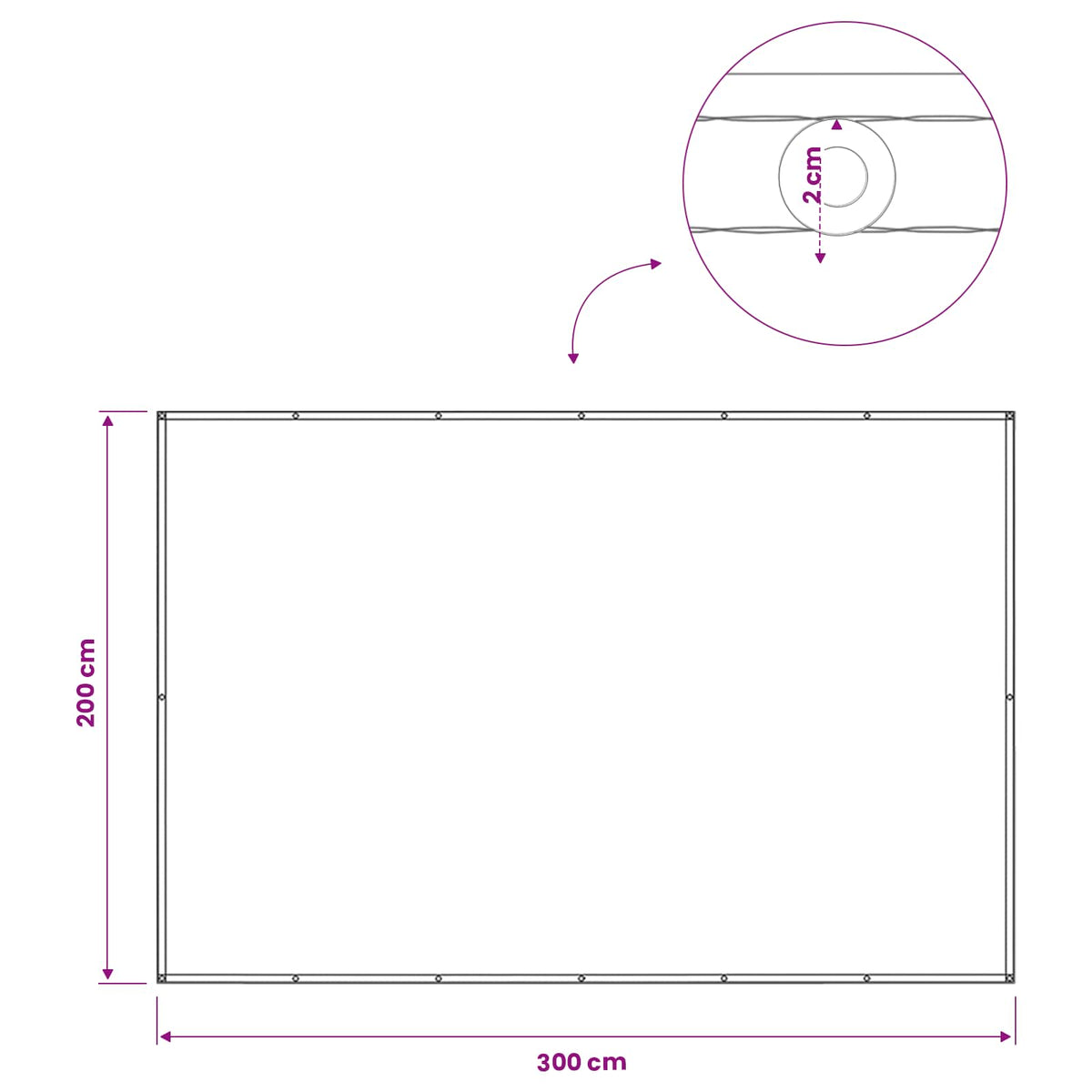 Balkon Afskærmning 200 x 300 cm Stof med PU-belægning
