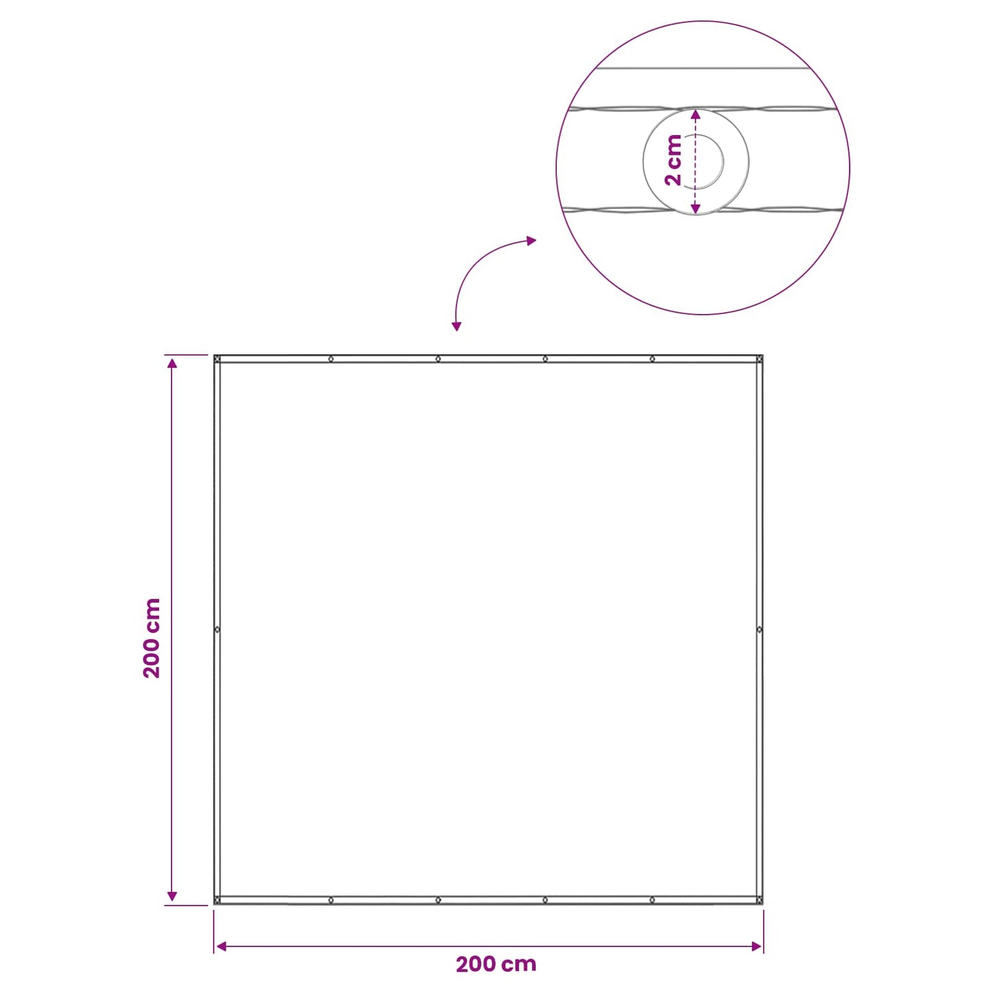 Balkon Afskærmning 200 x 200 cm Stof med PU-belægning