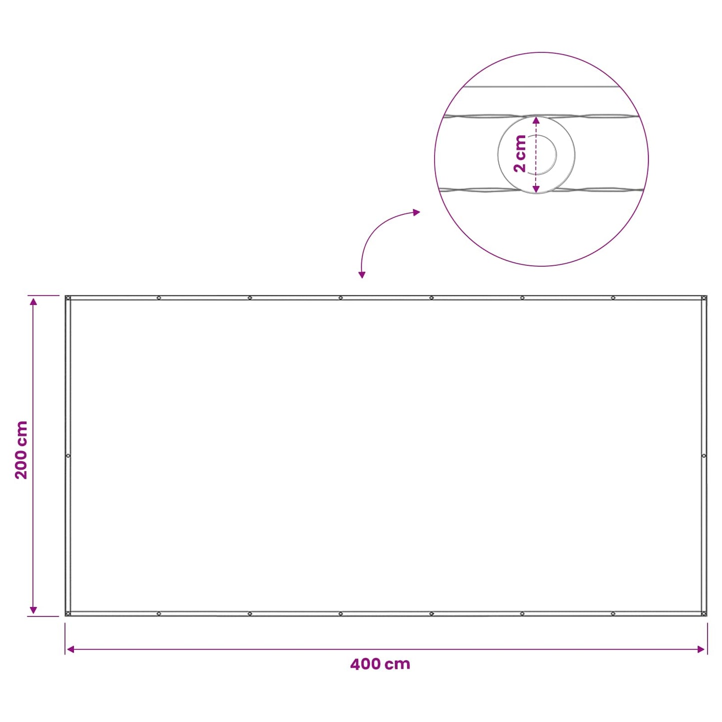 Balkon Afskærmning 200 x 400 cm Stof med PU-belægning