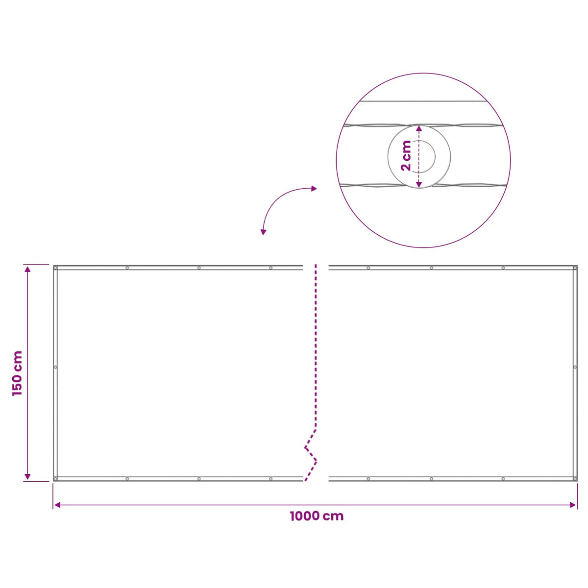 Balkon Afskærmning 150 x 1000 cm Stof med PU-belægning