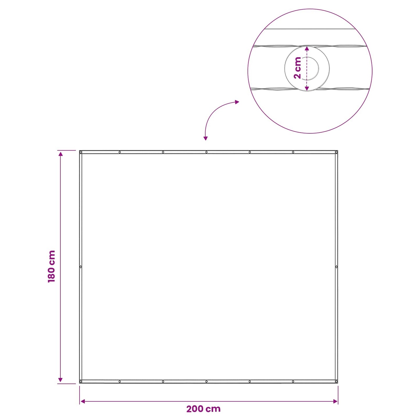 Balkon Afskærmning 180 x 200 cm Stof med PU-belægning