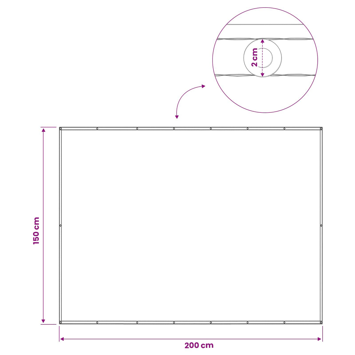 Balkon Afskærmning 150 x 200 cm Stof med PU-belægning
