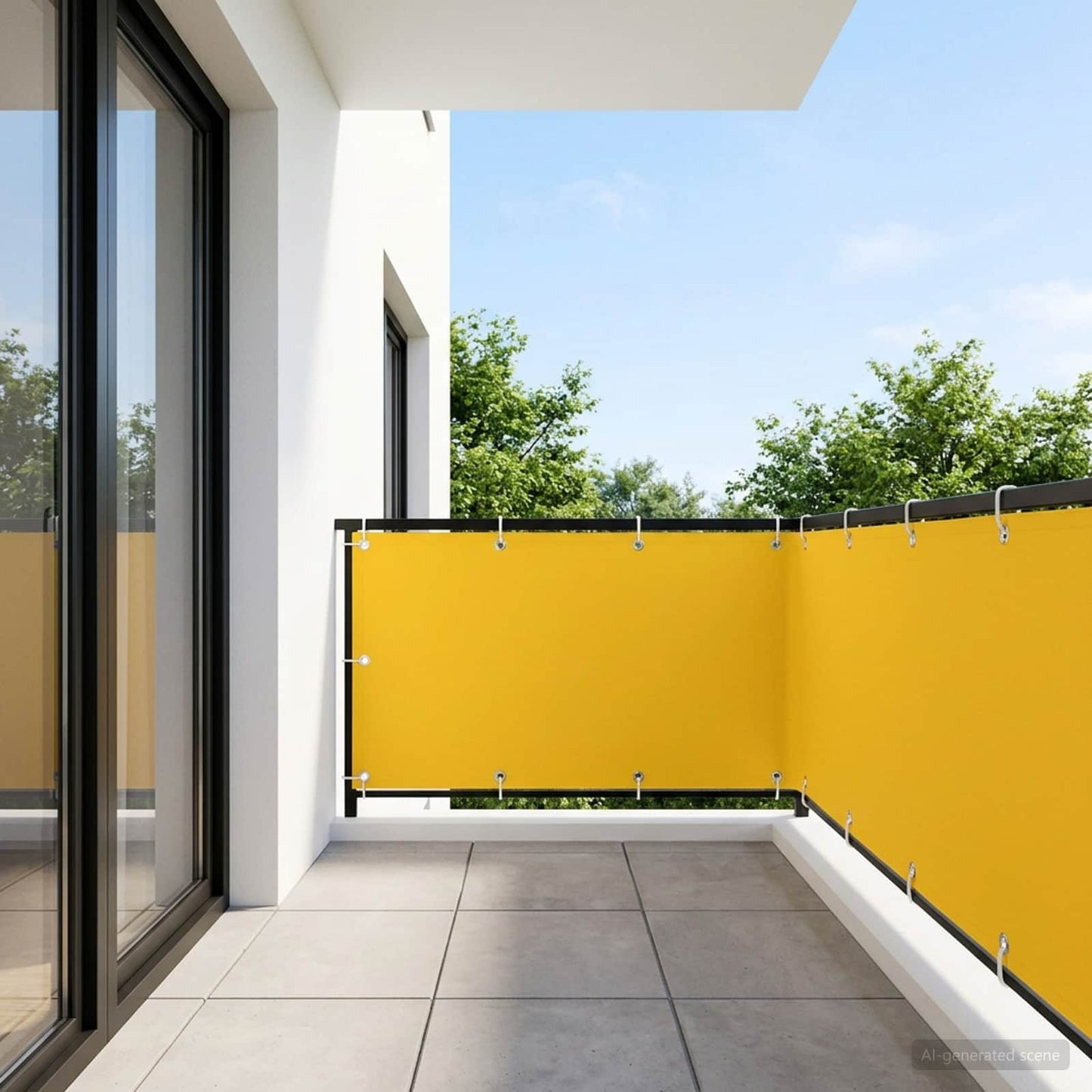 Balkon Afskærmning 150 x 800 cm Stof med PU-belægning Gul