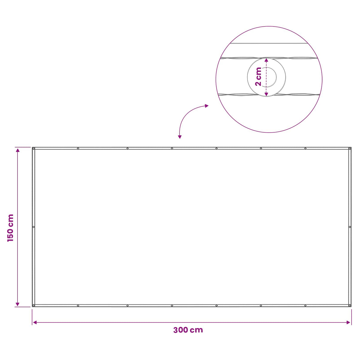 Balkon Afskærmning 150 x 300 cm Stof med PU-belægning Gul