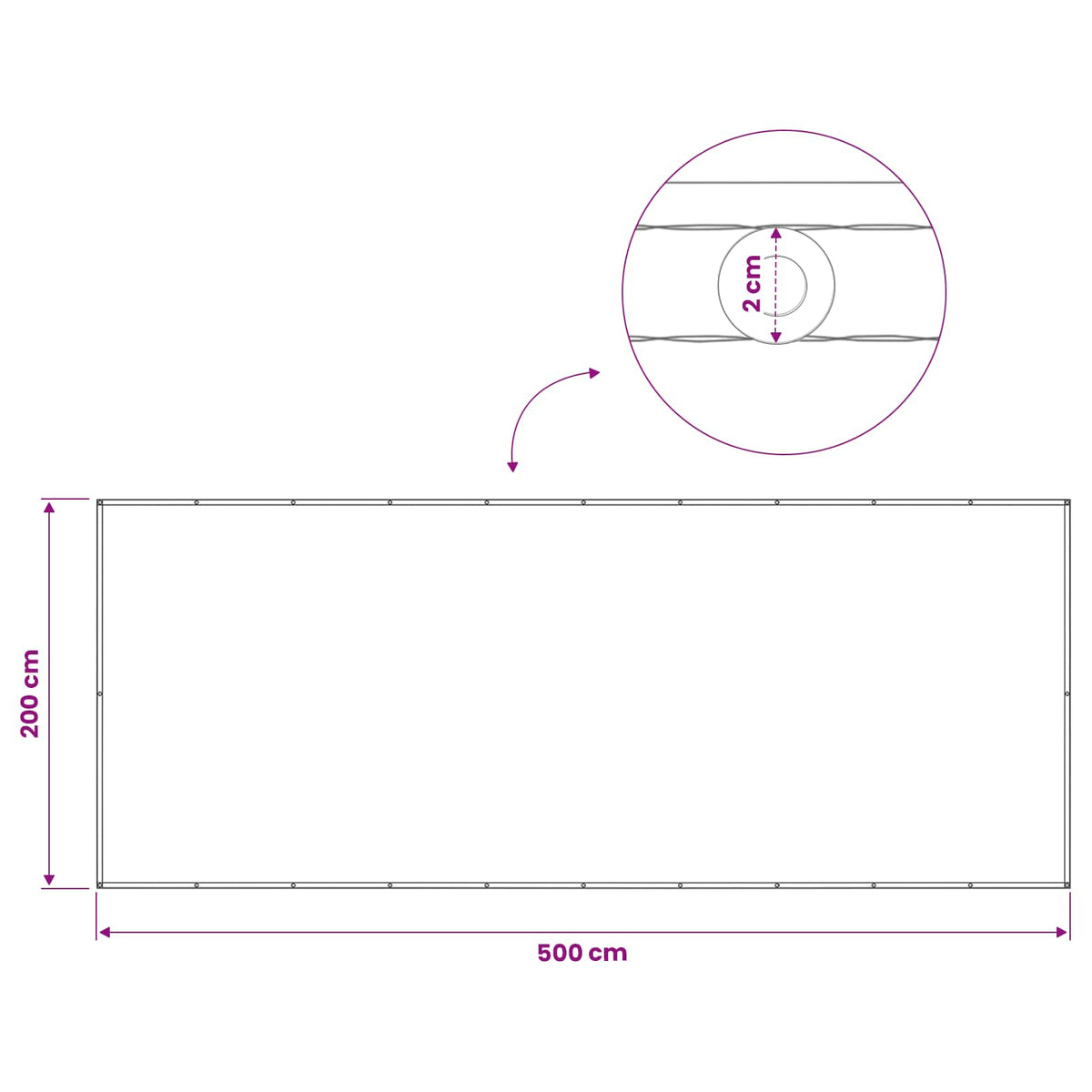 Balkon Afskærmning 200 x 500 cm Stof med PU-belægning