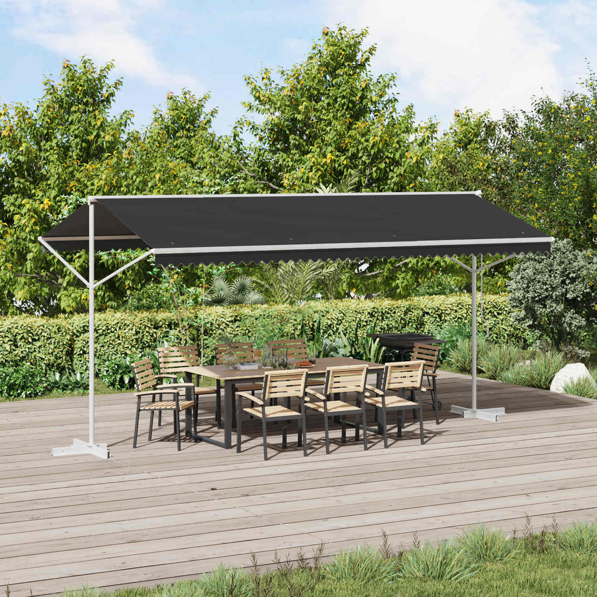 Fritstående markise 5 x 3 m Polyester Antracit