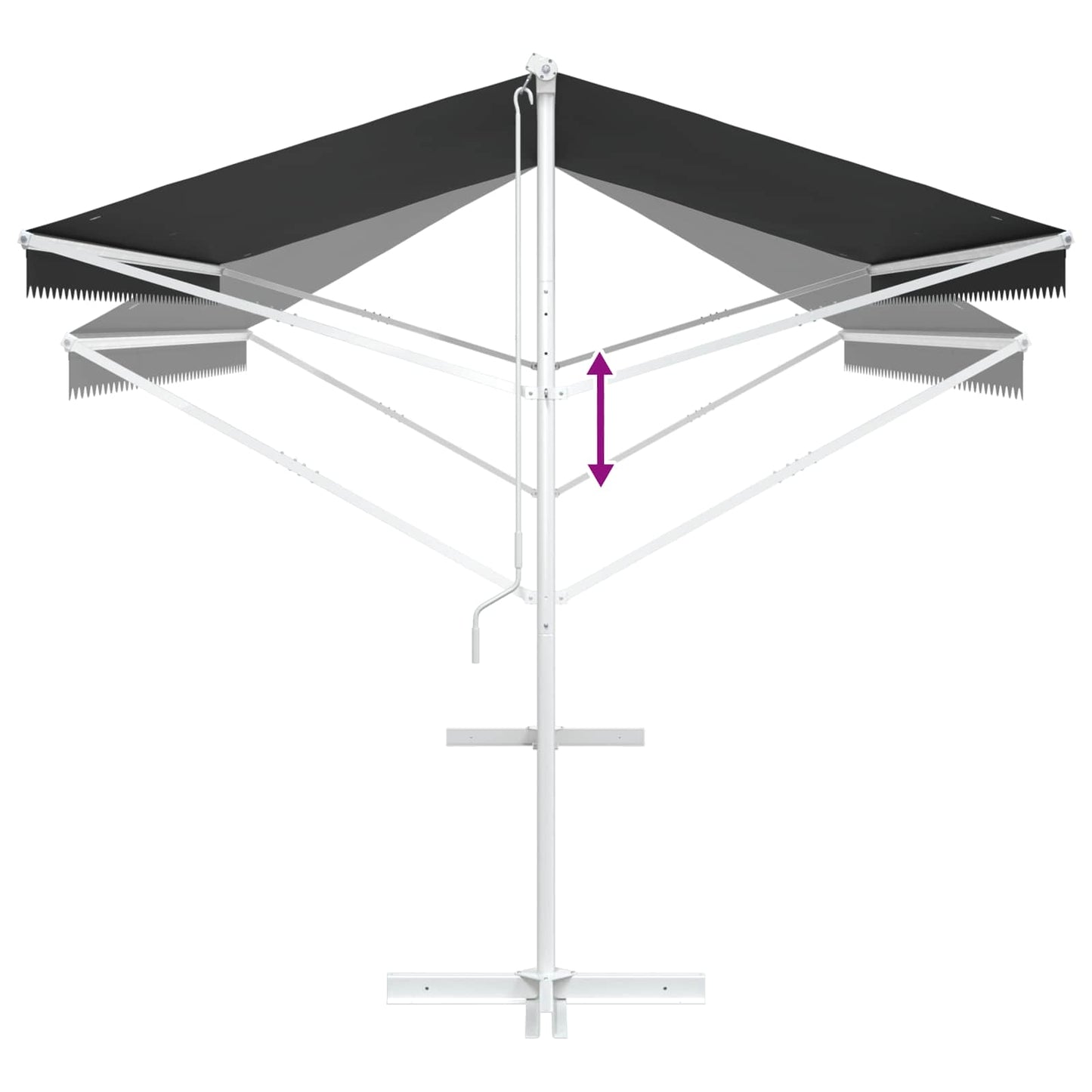 Fritstående markise 5 x 3 m Polyester Antracit