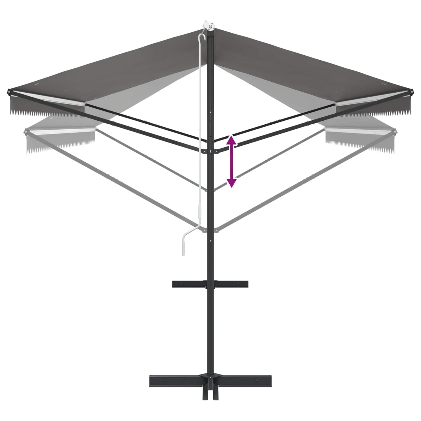 Fritstående markise 5 x 3 m Polyester Grå