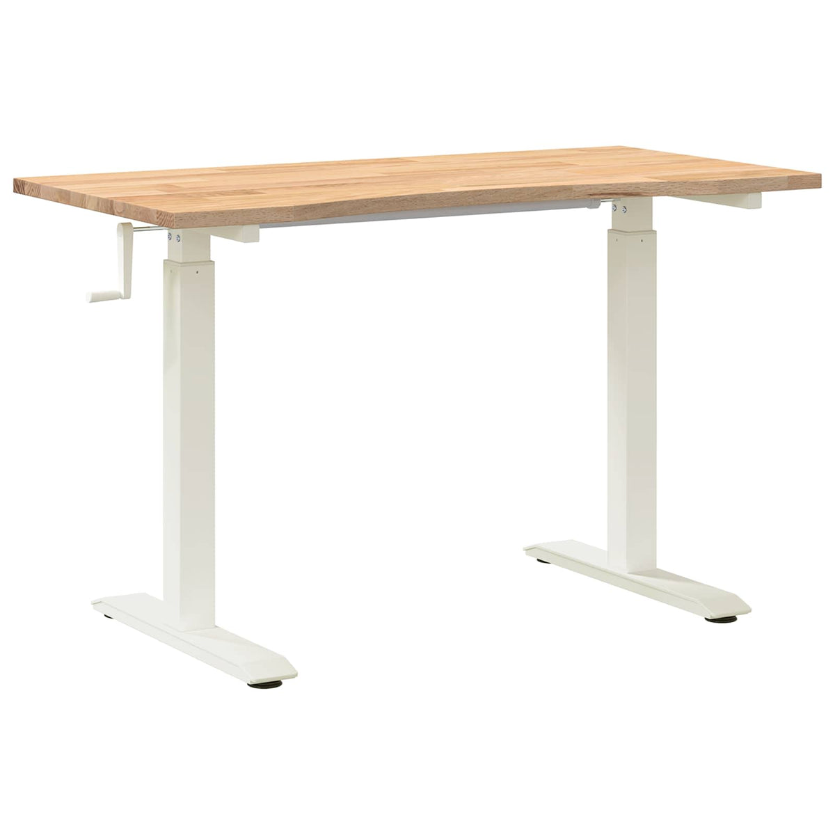 Bord med opbevaring Hvid og Naturlig 120 x 60 cm Massivt Eg Træ