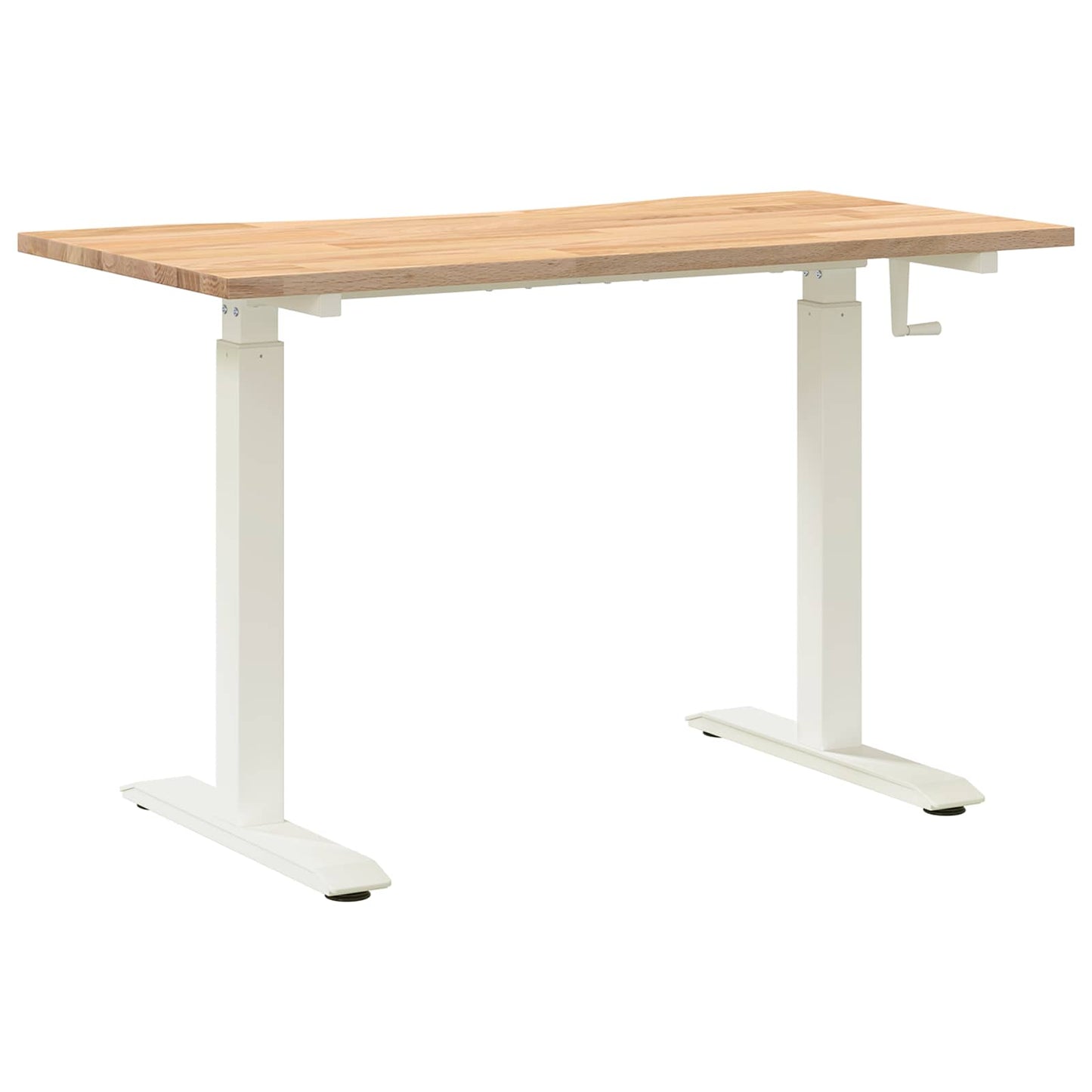 Bord med opbevaring Hvid og Naturlig 120 x 60 cm Massivt Eg Træ