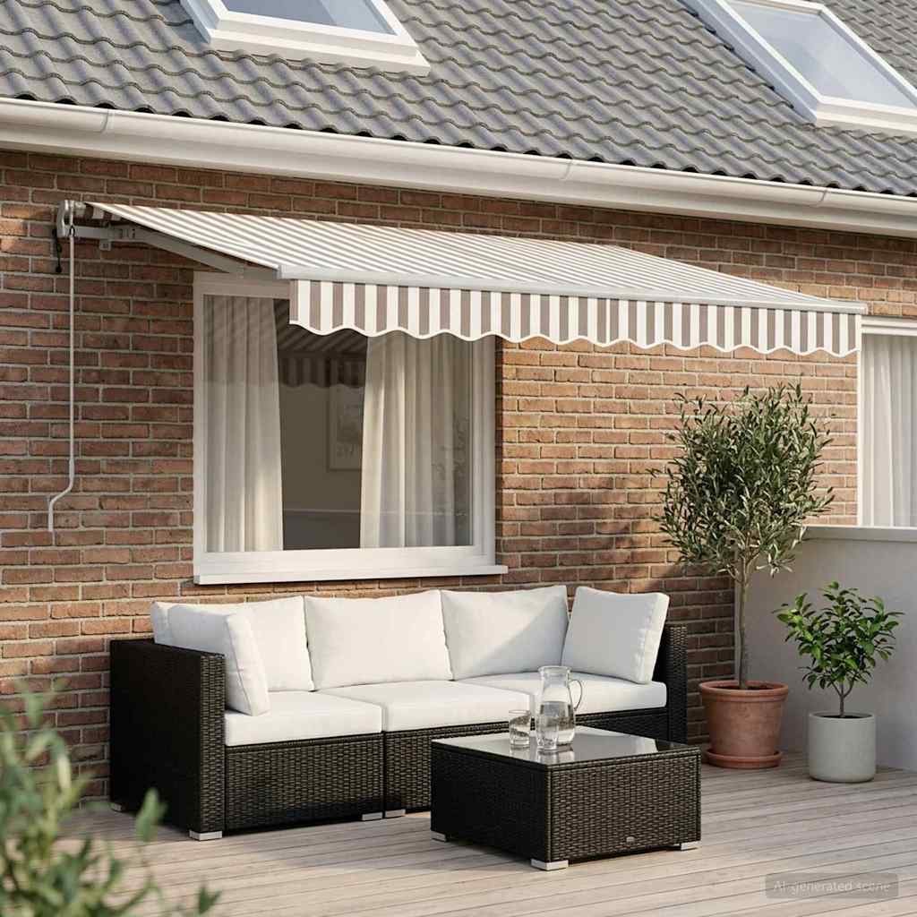 Udtrækkelig markise Lys Grå og Hvid 300 x 250 cm
