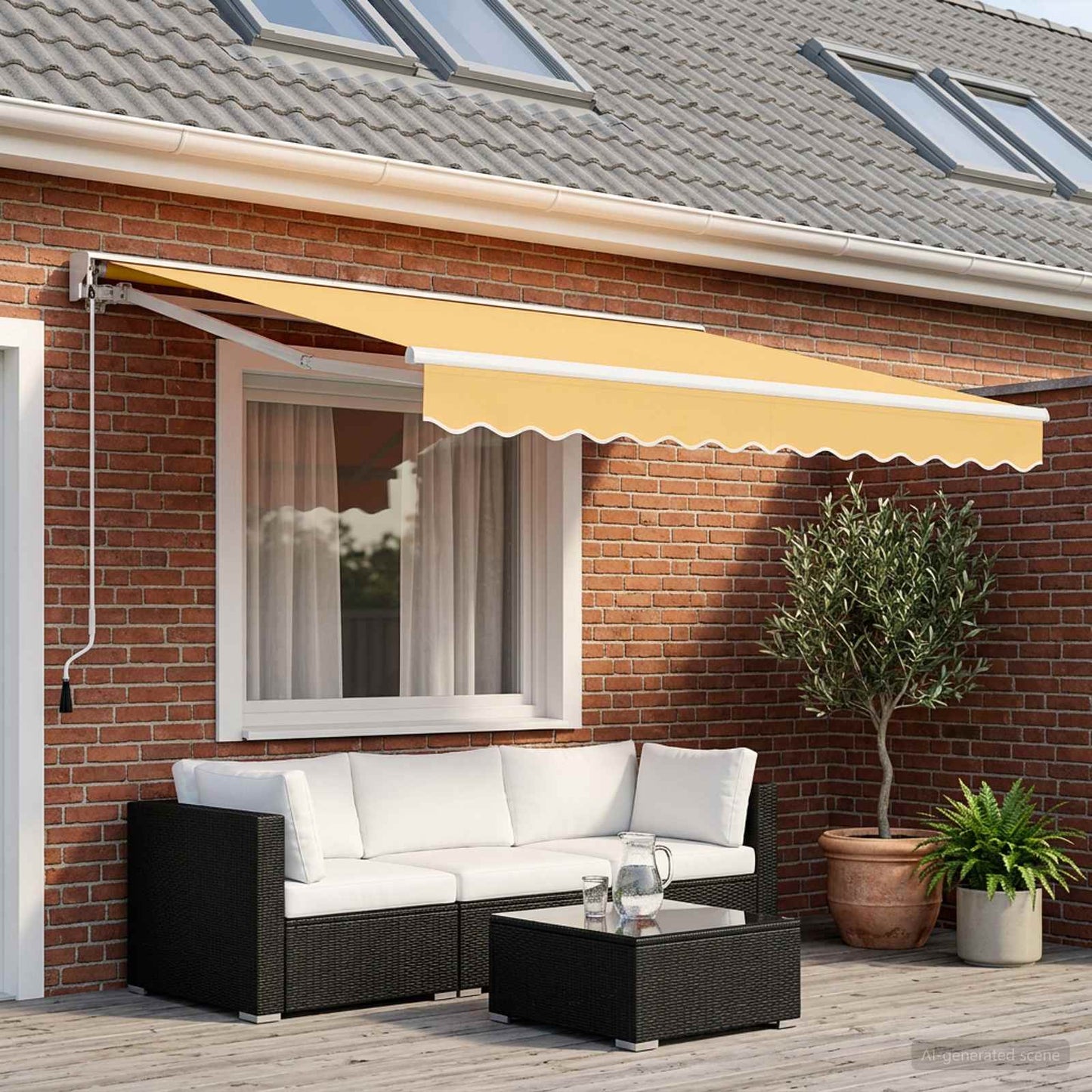 Udtrækkelig markise Sandfarvet 3,5 x 2 m Polyester og Aluminium