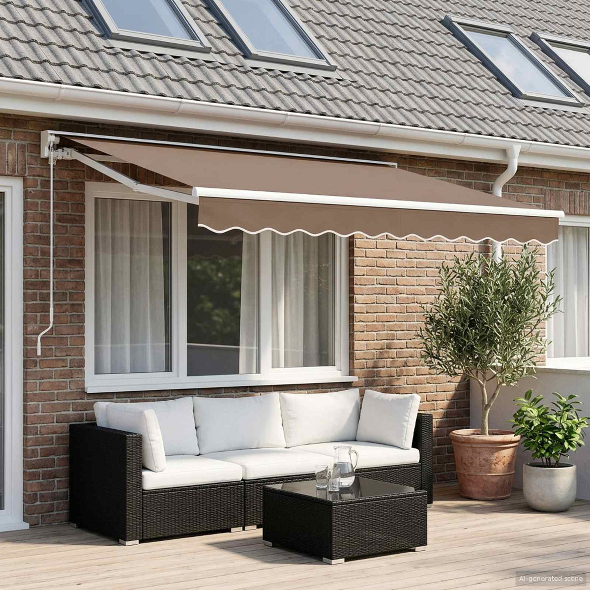Udtrækkelig markise Gråbrun 4 x 2 m Polyester og Aluminium