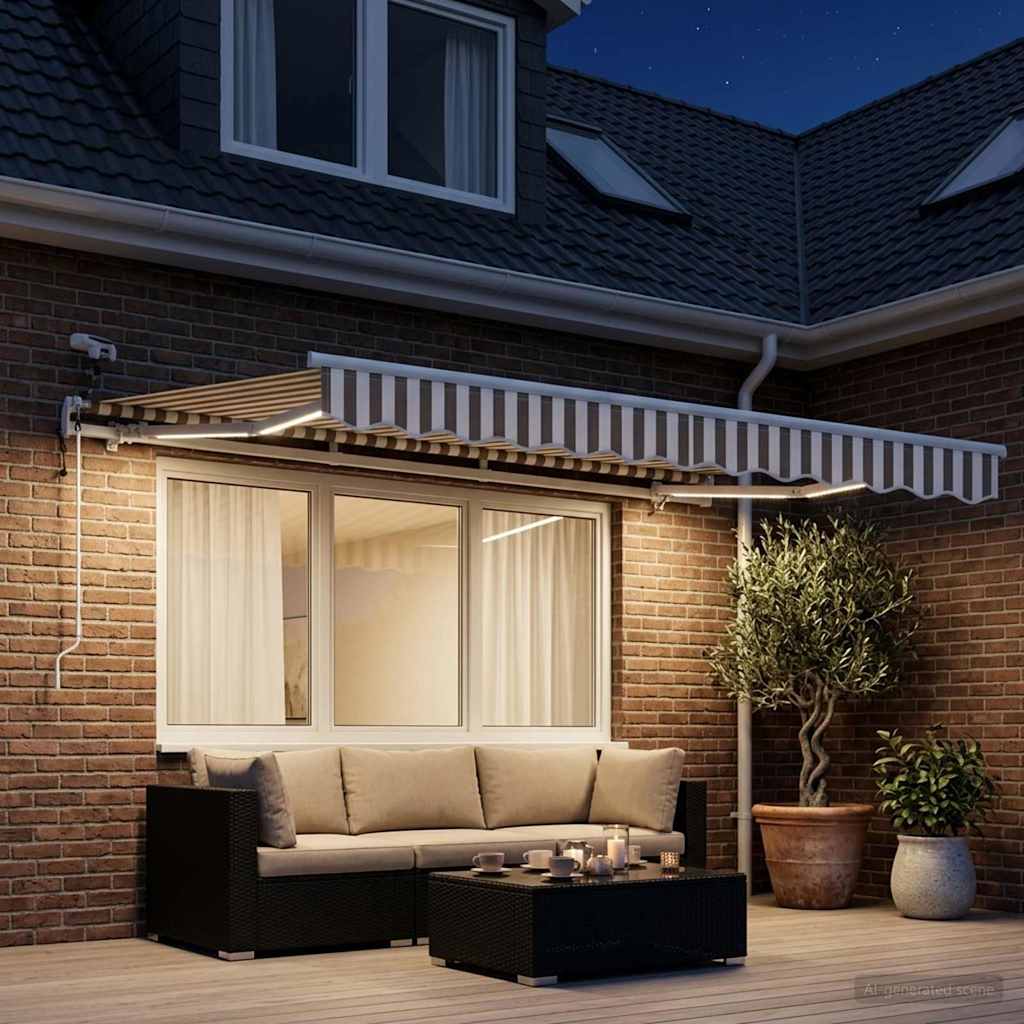 Udtrækkelig markise Lys Grå og Hvid 300 x 250 cm Polyester