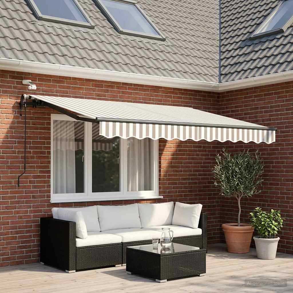 Udtrækkelig markise Lys Grå og Hvid 350 x 250 cm Polyester