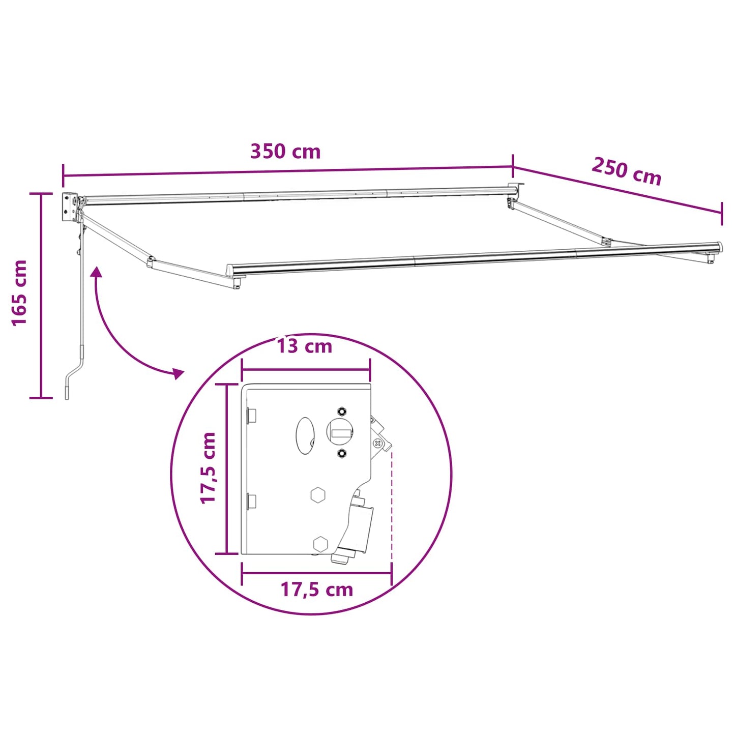 Udtrækkelig markise Gråbrun 3,5 x 2,5 m Polyester og metal