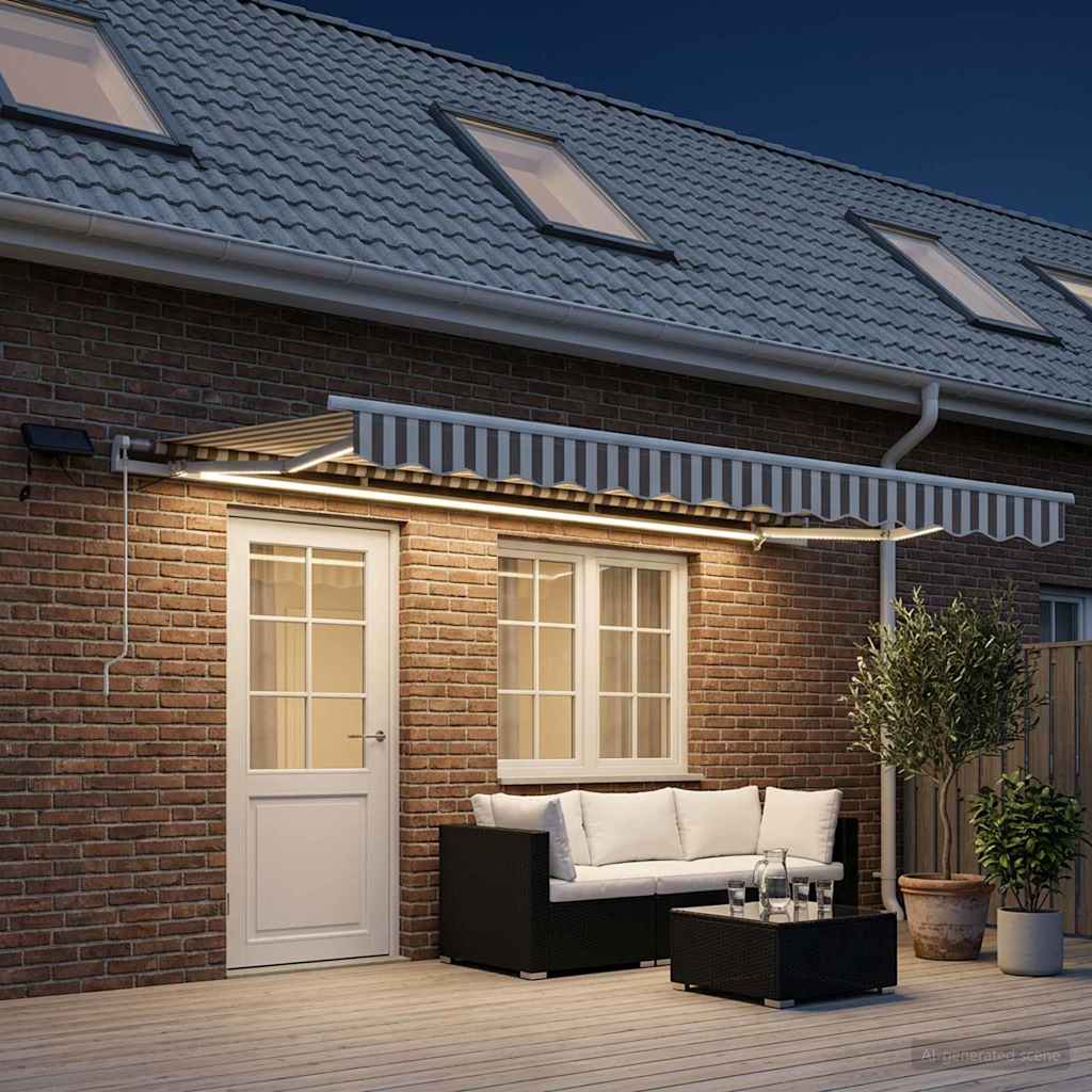 Udtrækkelig markise Lys Grå og Hvid 450 × 300 cm