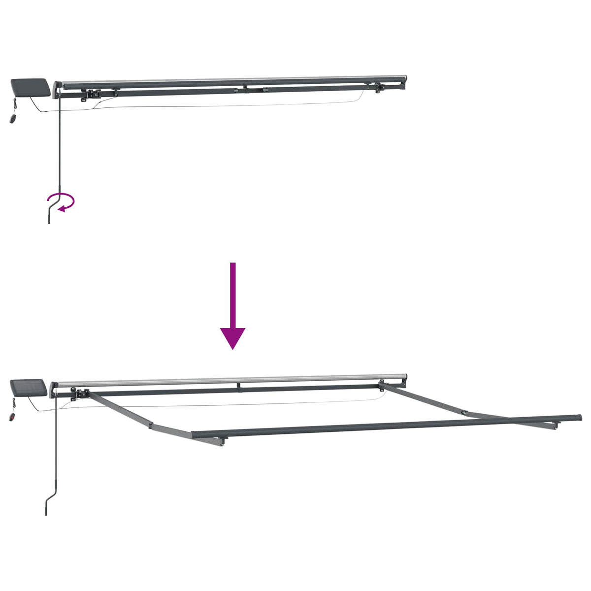 Udtrækkelig markise Lys Grå og Hvid 400 × 350 cm