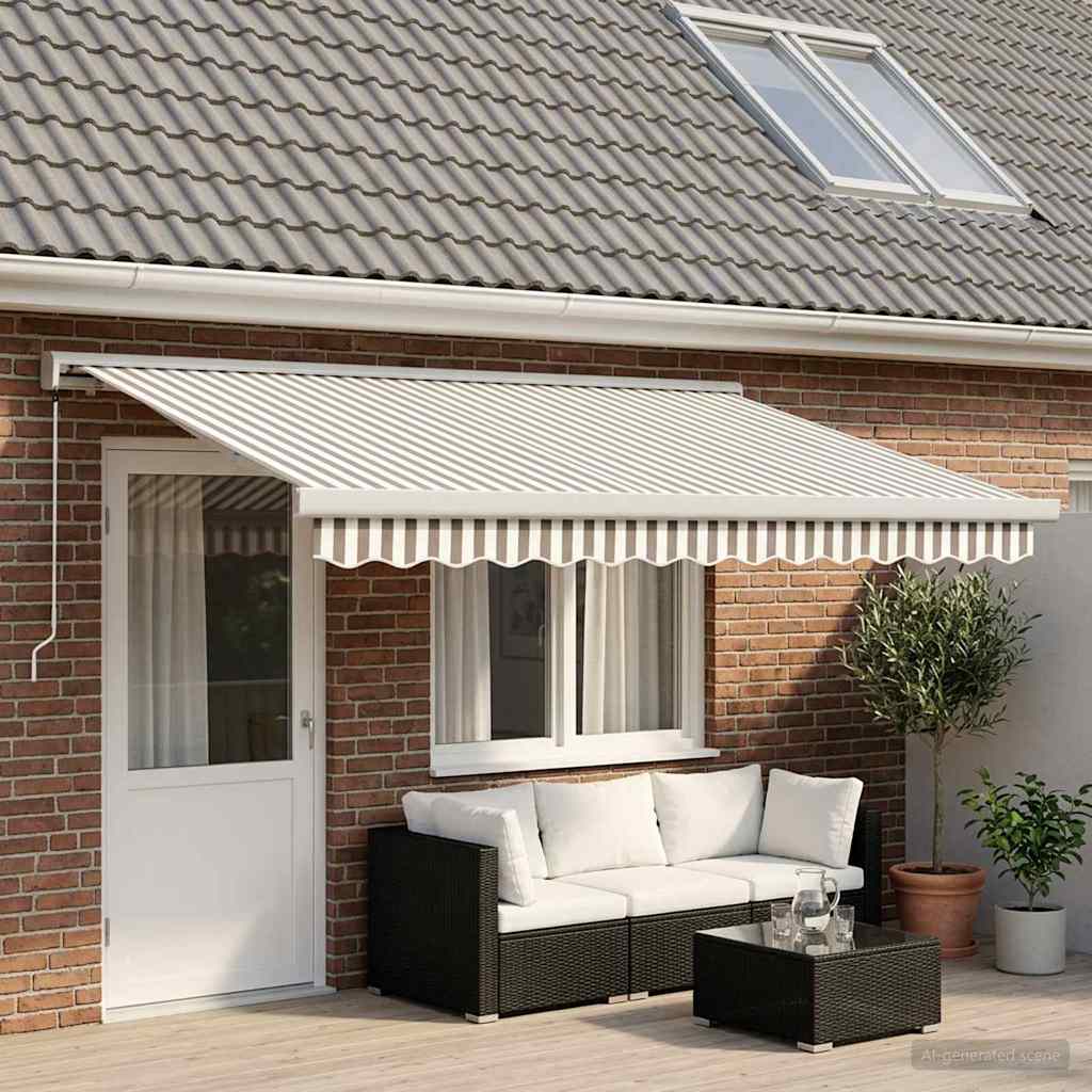 Udtrækkelig markise Lys Grå og Hvid 450 × 300 cm