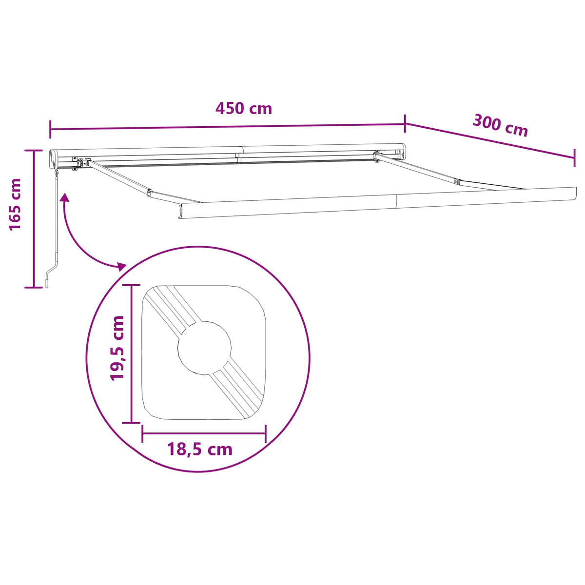 Udtrækkelig markise Lys Grå og Hvid 450 × 300 cm
