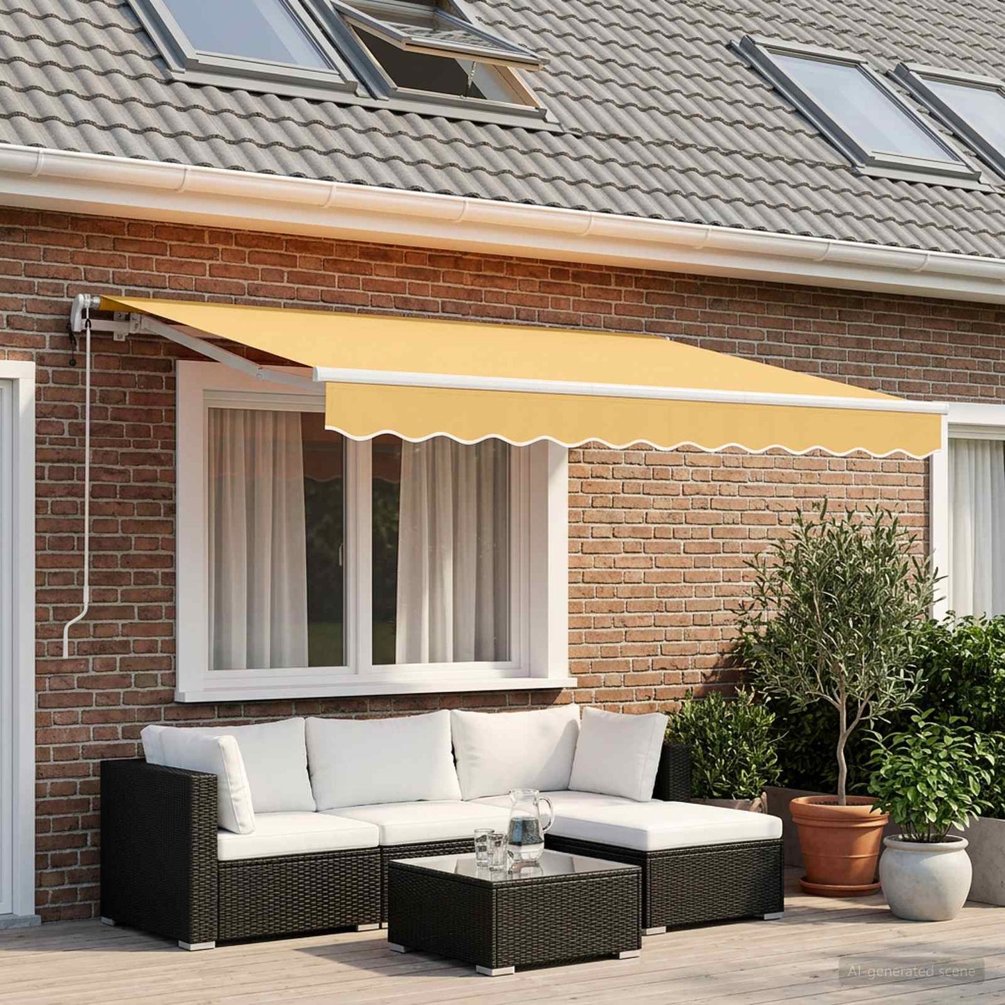 Udtrækkelig markise Sandfarvet 450 × 350 cm Polyester