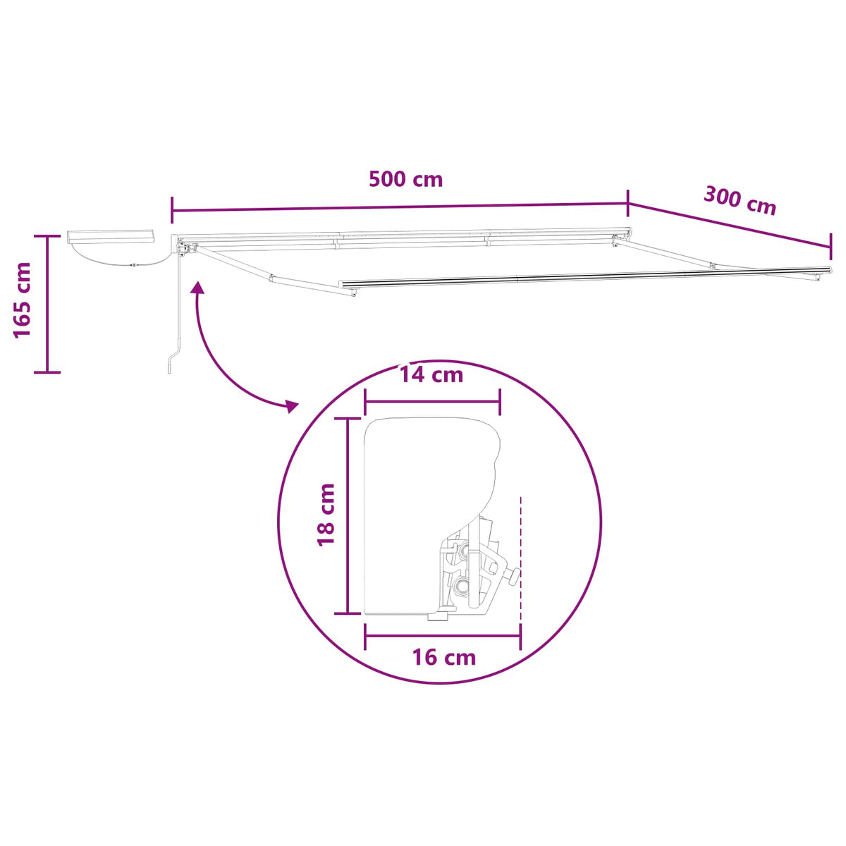 Elektrisk Utrækkelig Markise Lys Grå og Hvid 5 x 3 m