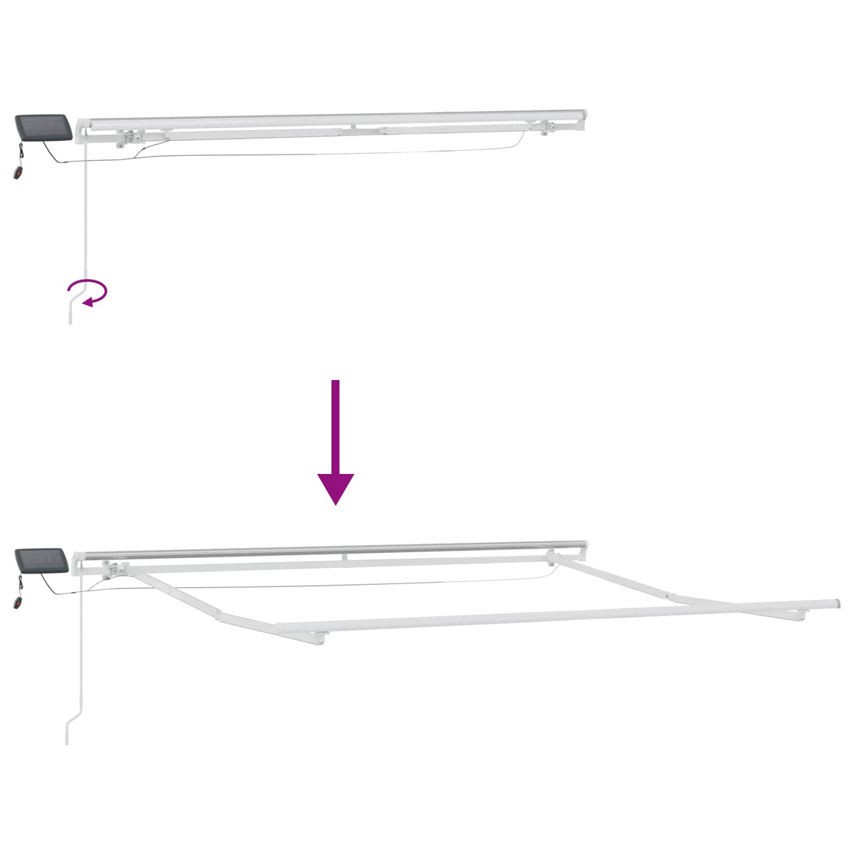 Udtrækkelig markise Lys Grå og Hvid 600 × 300 cm