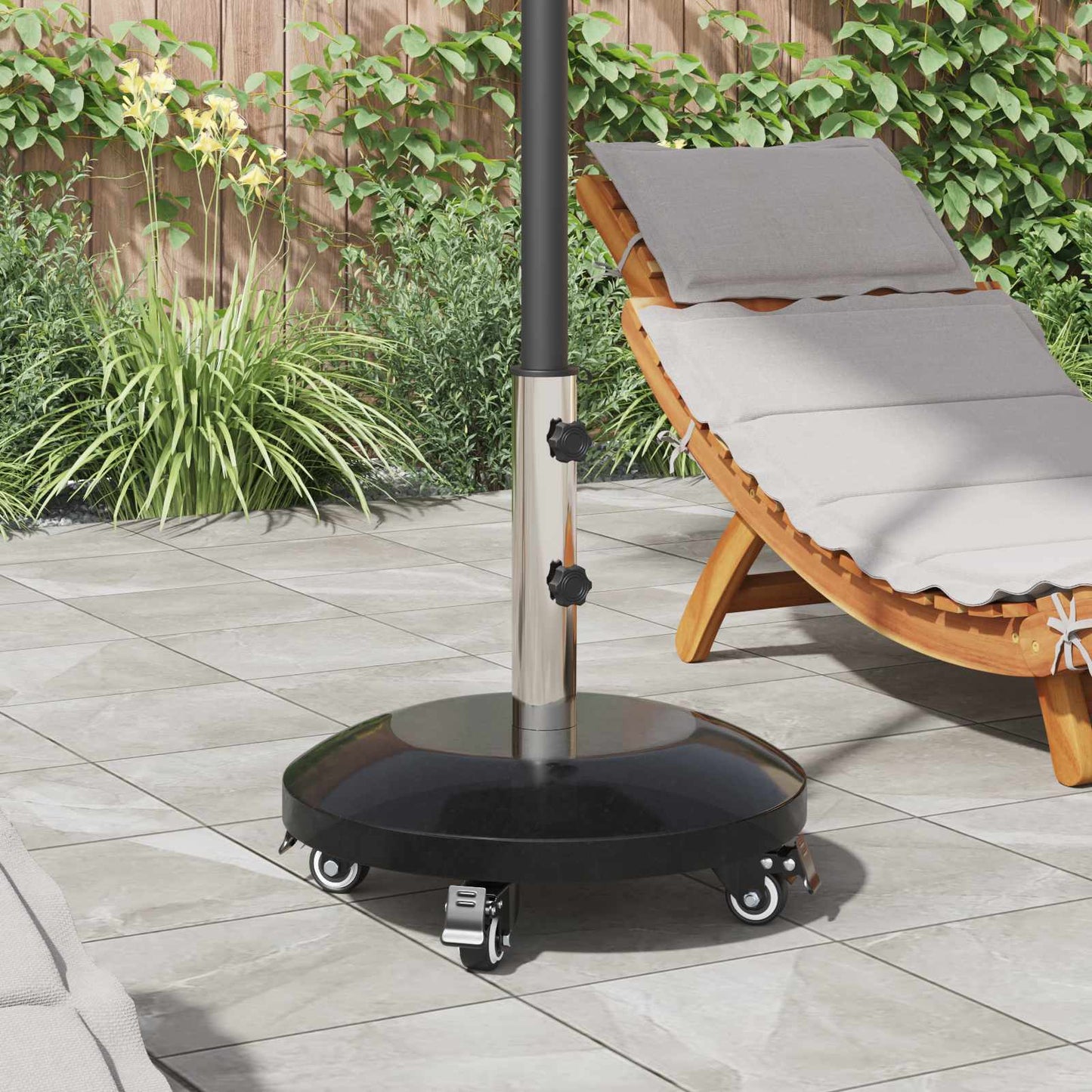 Granitsokkel med hjul til 40-50 mm mast 29 kg Sort