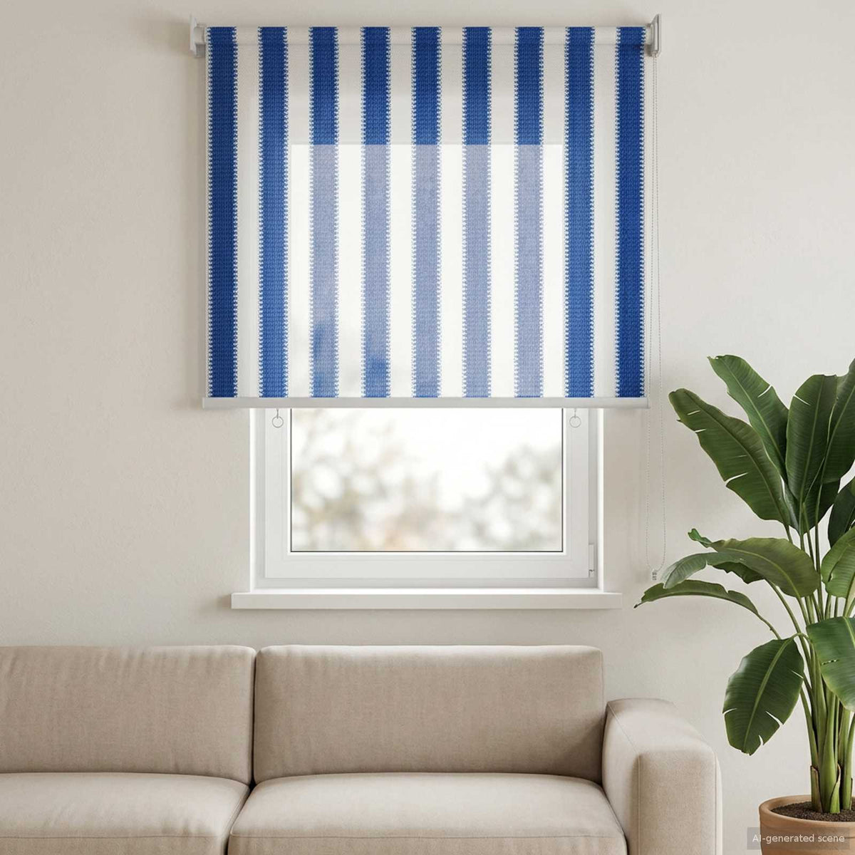 Udendørs rulleskærm 90% UV blok Blå og Hvid Stribet 80 x 140 cm